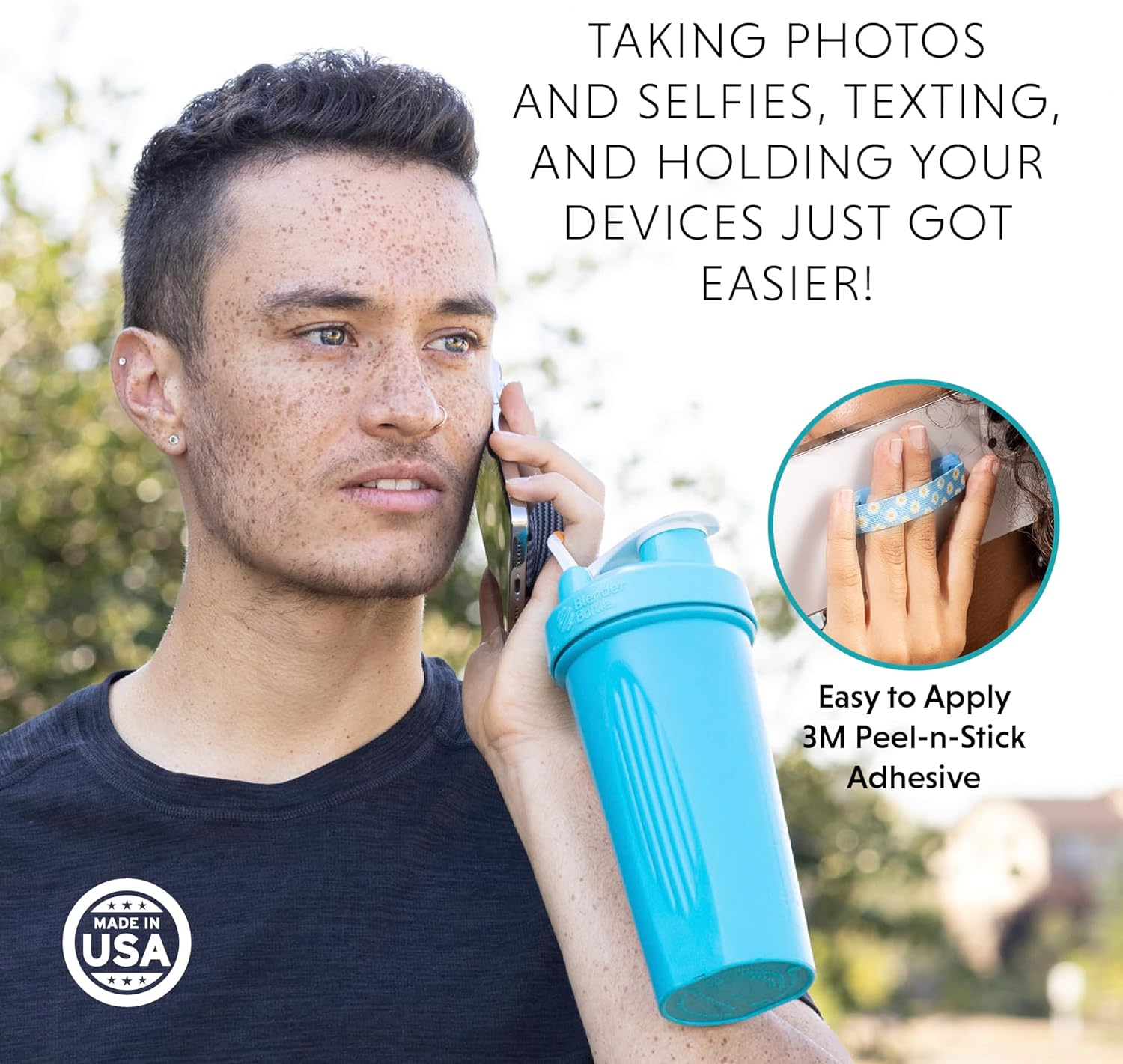 Lovehandle Universal Grip for Most Smartphones, Mini-Tablets and Cases, Black Elastic Strap with Black Base, Lh-01Black image number 1