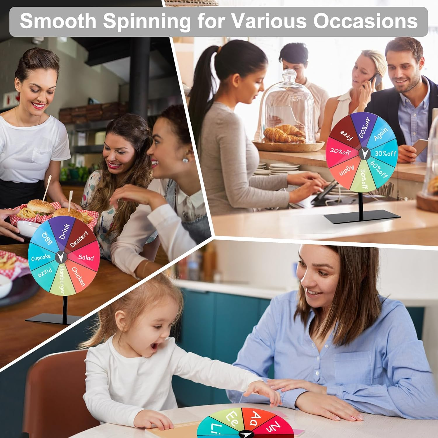 Nicwhite Spinning Prize Wheel, Dry Erase Spinning Wheel for Prizes with Stand, 7.87" Spin the Wheel Tabletop Roulette Spinner for Carnival, Trade Show, Win Fortune Spin Games