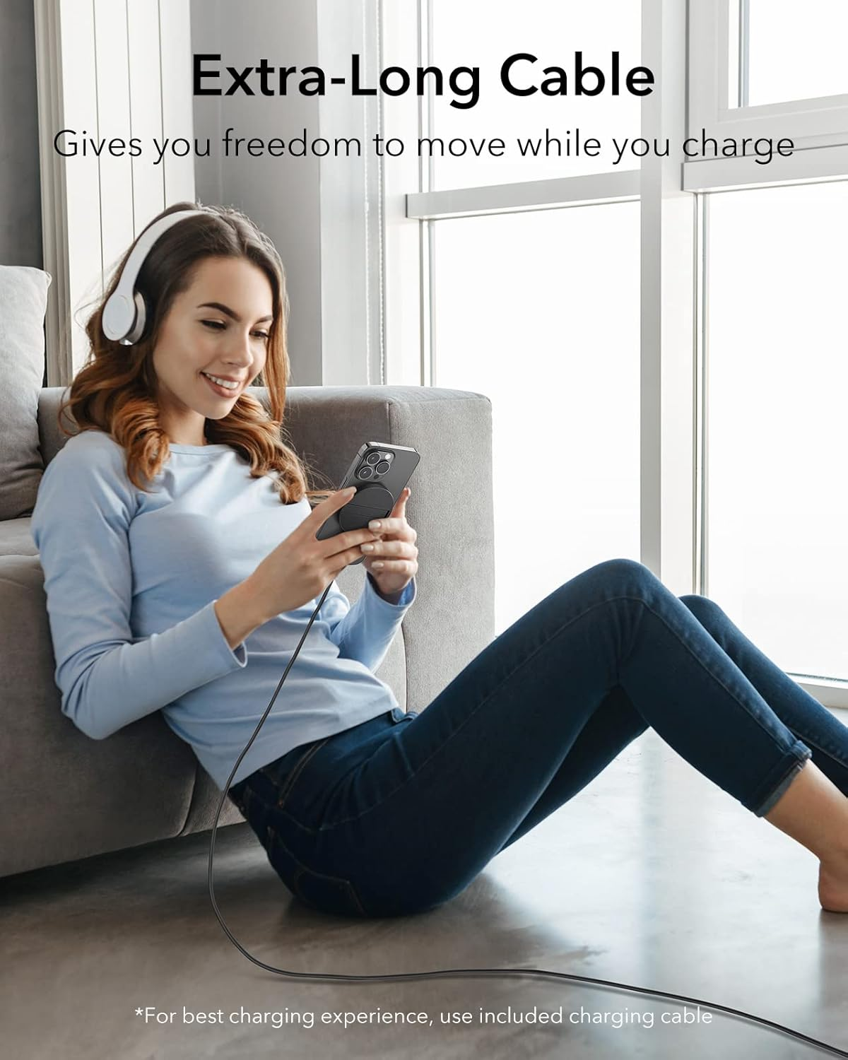 ESR for Magsafe Charger, Wireless Charger Kickstand, Charging Pad for Iphone 16/15/14/13/12 Series Galaxy S25 Series and Airpods Pro, Strong Magnetic Charger Pad with A/C Cable, Black