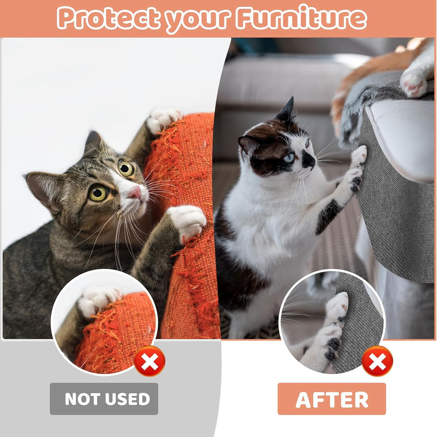 Lyvixora Cat Scratch Furniture Protector Mat, Self-Adhesive Couch Protector, anti Scratch Post Carpet image number 4