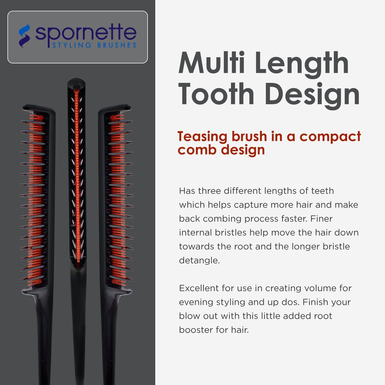 Spornette Little Wonder Rat Tail Comb - Hair Comb for Teasing, Backcombing & Sectioning - Adds Hair Volume to Fine & Thinning Hair - Heat-Resistant, Durable & Portable image number 5