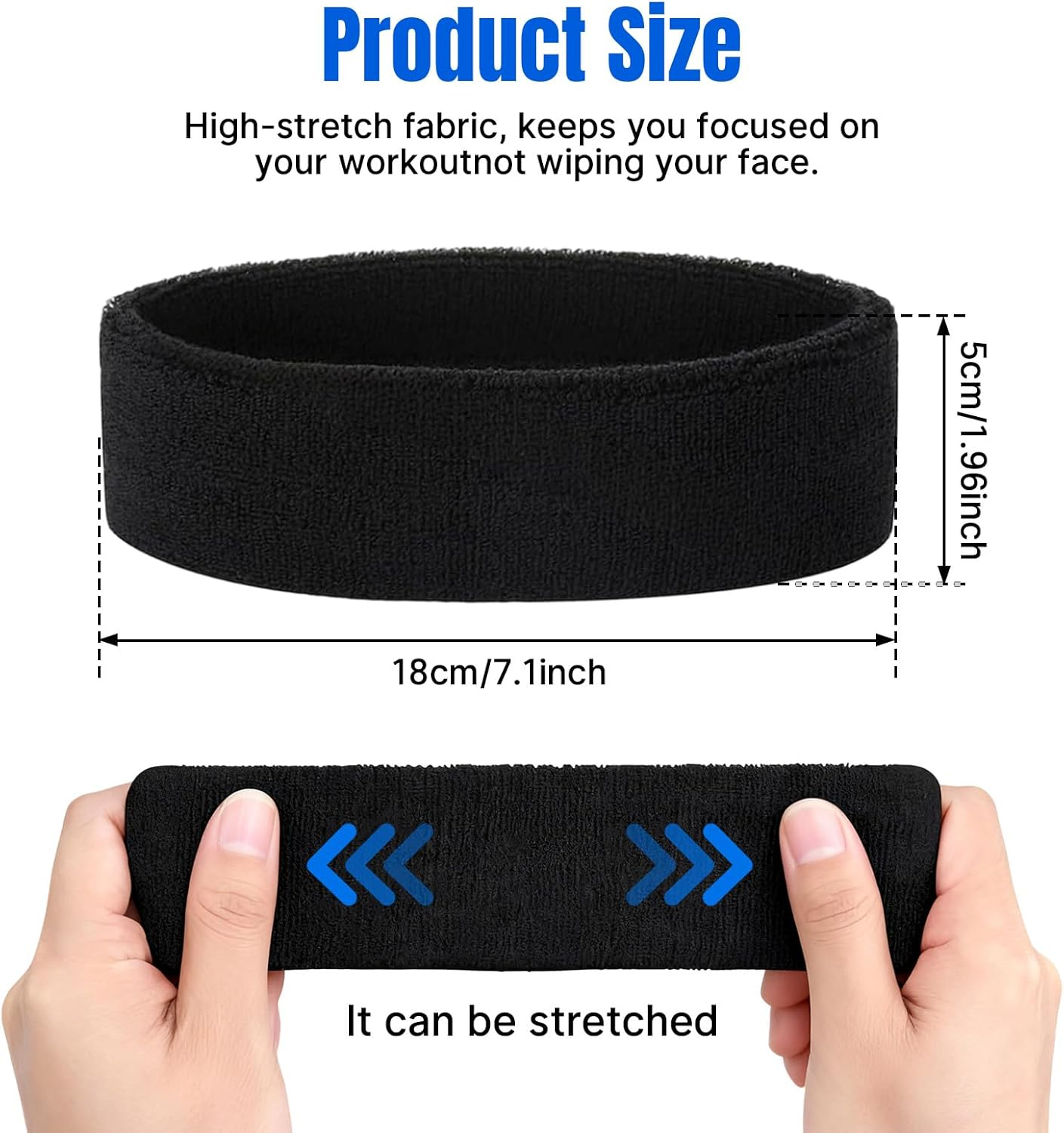 3 Pack Sweat Bands Headbands for Men, Sports Headband Super Comfy Hair Band for Gym Workout Yoga Soccer Boxing Tennis image number 4