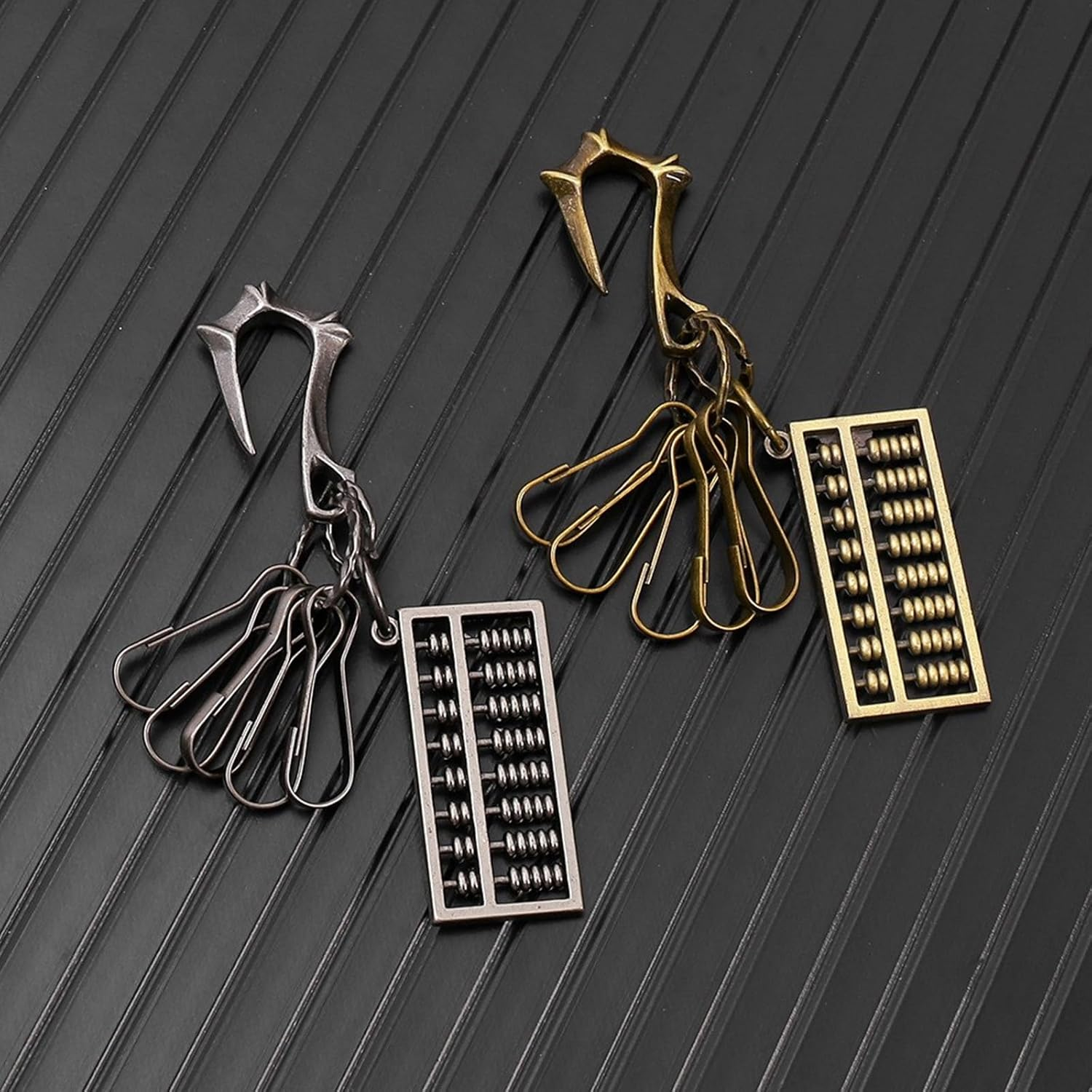 Oxtxuzdm Vintage Metal Abacus Pendant Keychain Zn Alloy Hanging Ornament Retro Design Wallet Men Women Pendant Holder - Copper image number 7