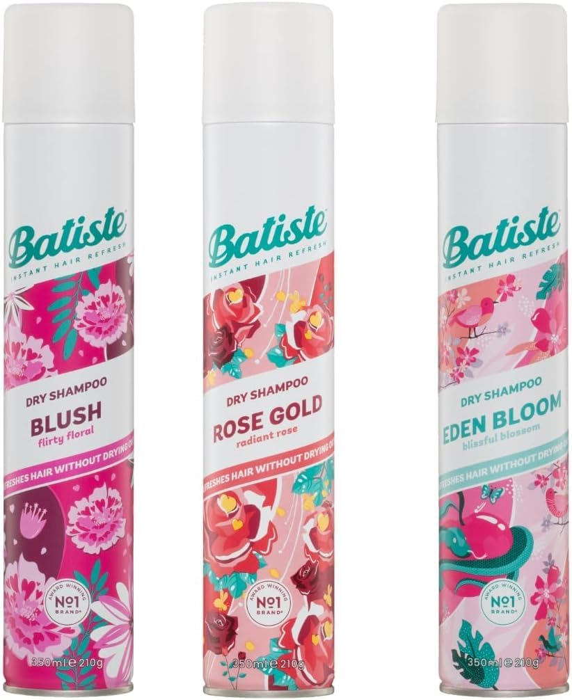 Batiste Dry Shampoo Floral Bundle, 3X 350Ml - Blush, Rose Gold & Eden Bloom Scents, Instantly Refreshes Oily Hair, Adds Volume & Texture, Quick Haircare for All Hair Types image number 5