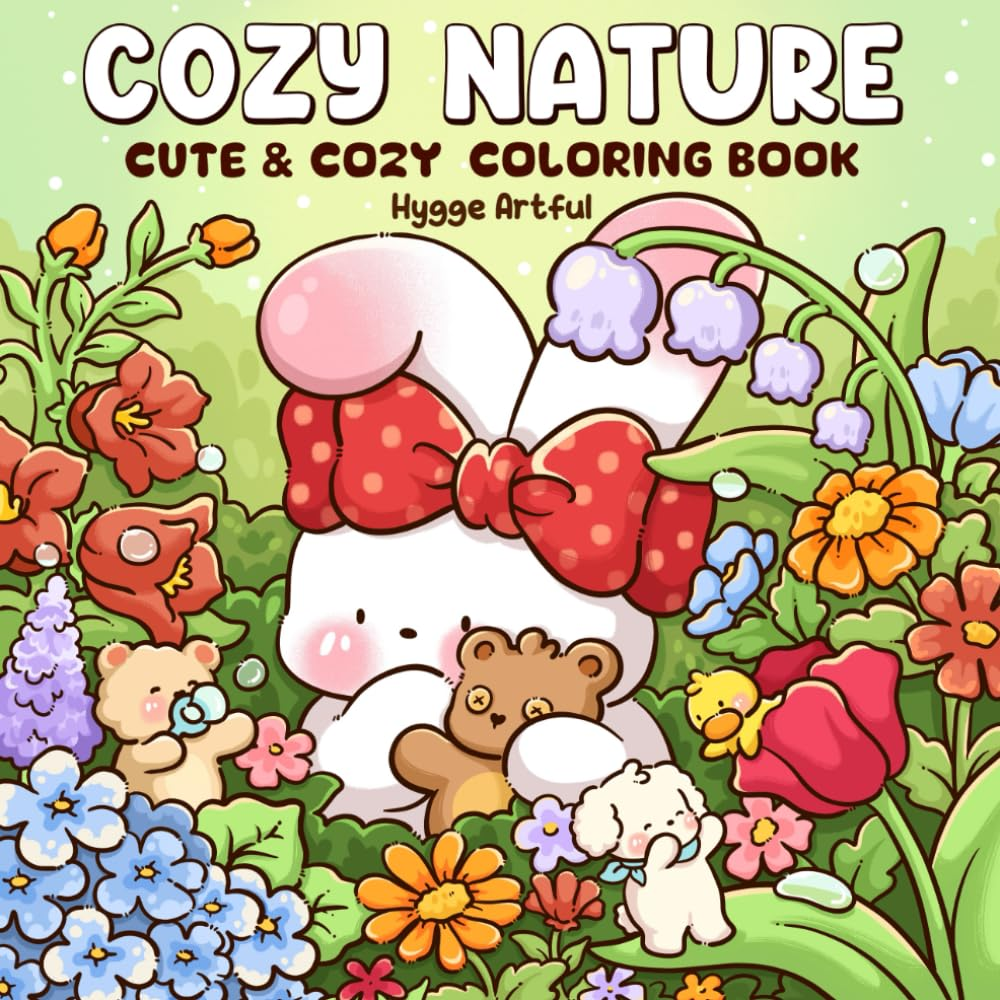 Cozy Nature: a Delightful Coloring Book for Adults and Teens Featuring Cute Creatures Relaxing in Serene Flower Filled Gardens for Relaxing