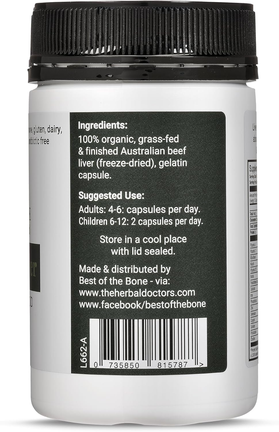 Best of the Bone Beef Liver Capsules 180Pk image number 1