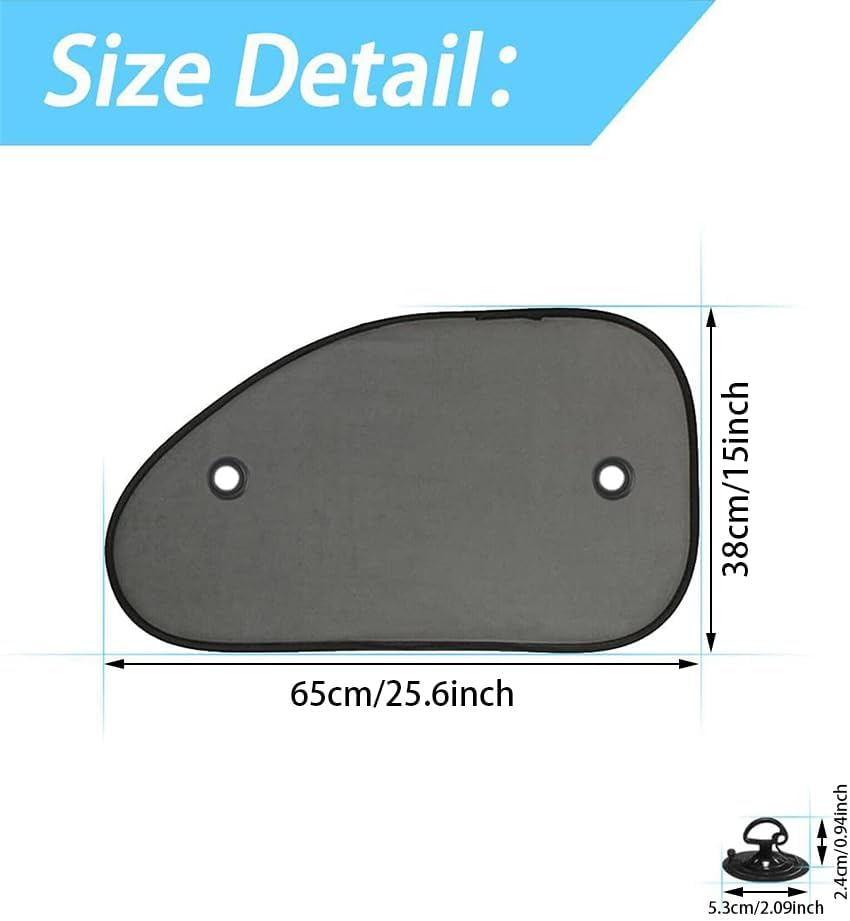 QOOWFEANIG 2 Pack Universal Car Window Shade, Baby Car Sun Shade - Cling Static Sunshade Blocks UV Rays & Glare, Heat Rejection for Child Safety, Fits Most Vehicle Side Windows (15X25.6 Inch) image number 2