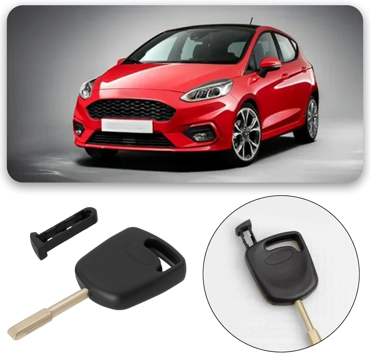 2Pcs FO21 Transponder Key Black Remote Key Blade Automobile Key Fob Blade Compatible with Ford Escort Fiesta Mondeo Transit image number 5