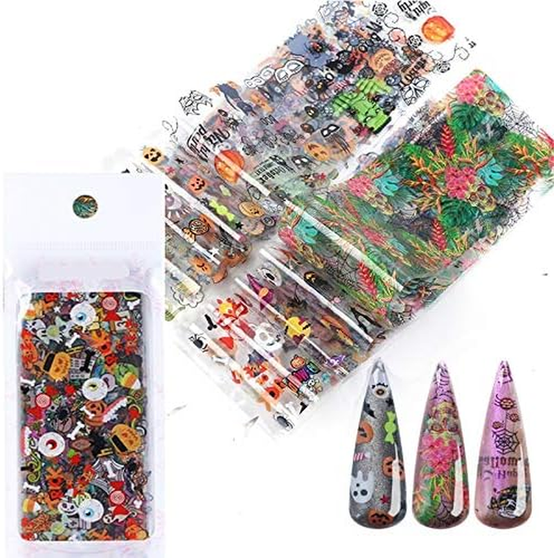 10Pcs Halloween Style Nail Sticker Decal DIY Nail Art Sticker Decoration Supplies 20Cmx4Cm Zhengpingpai image number 2