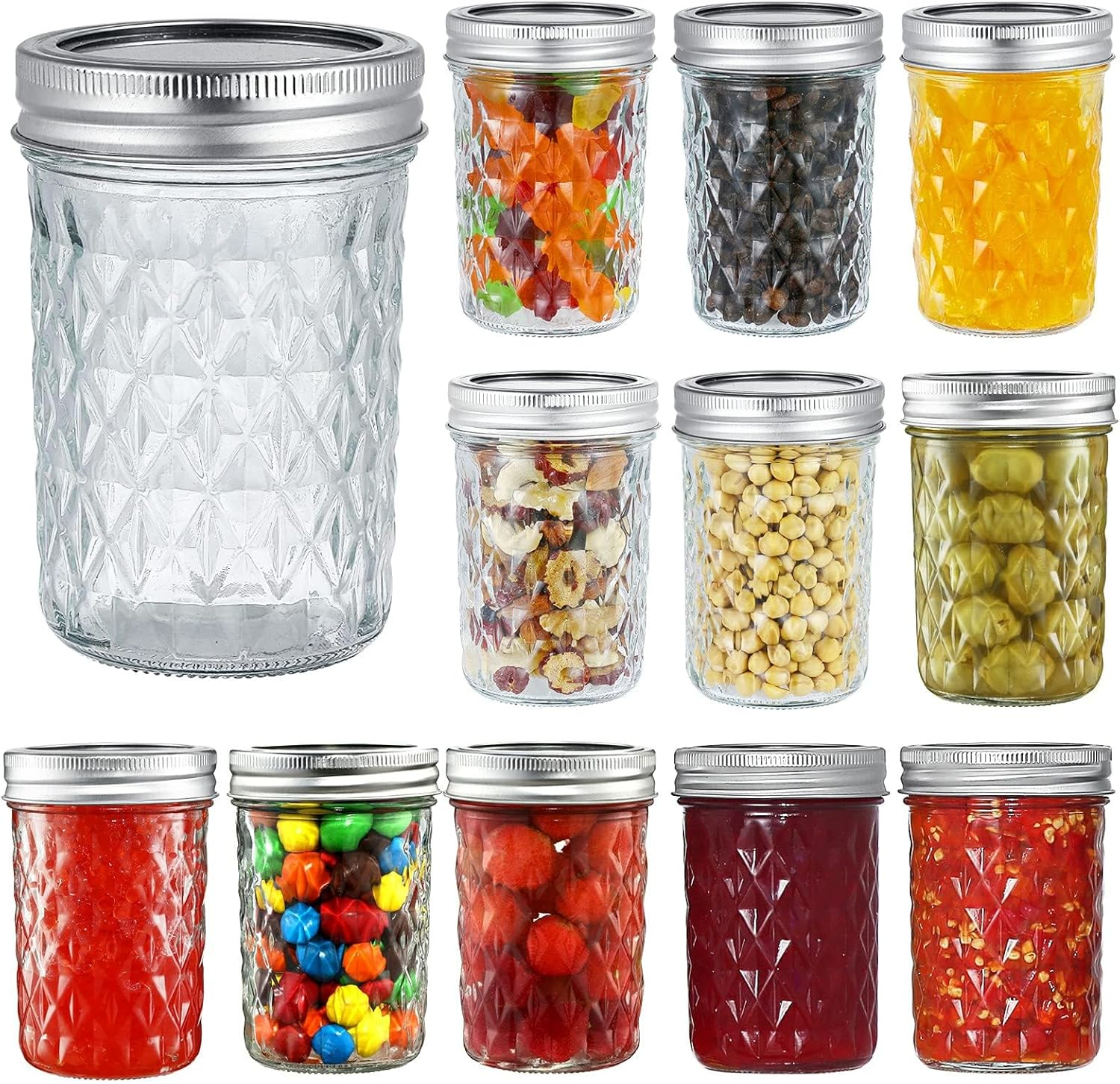 12 Pack 250Ml Mason Jars with Airtight Lids and Bands Glass Canning Jars Ideal for Preserving, Jam, Honey, Jelly, Wedding Favors, Shower Favors, Sauces, DIY Spice Jars, Salad image number 3