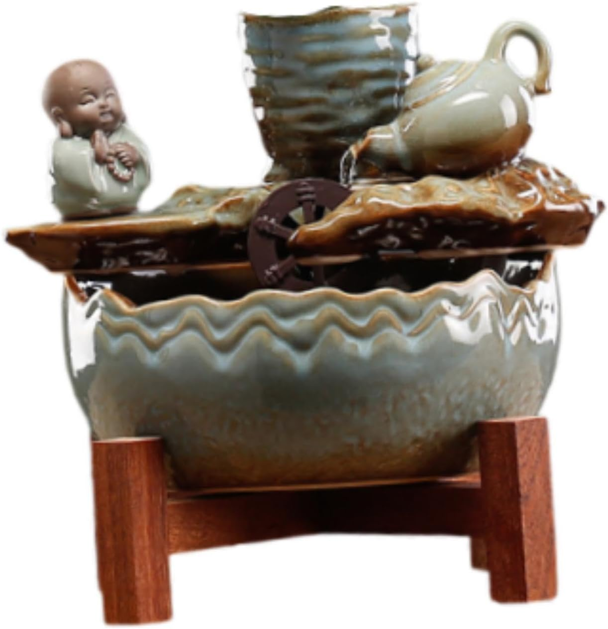 Fonowx Tabletop Fountain Water Pump Indoor Waterfall for Farmhouse Deck Bedroom