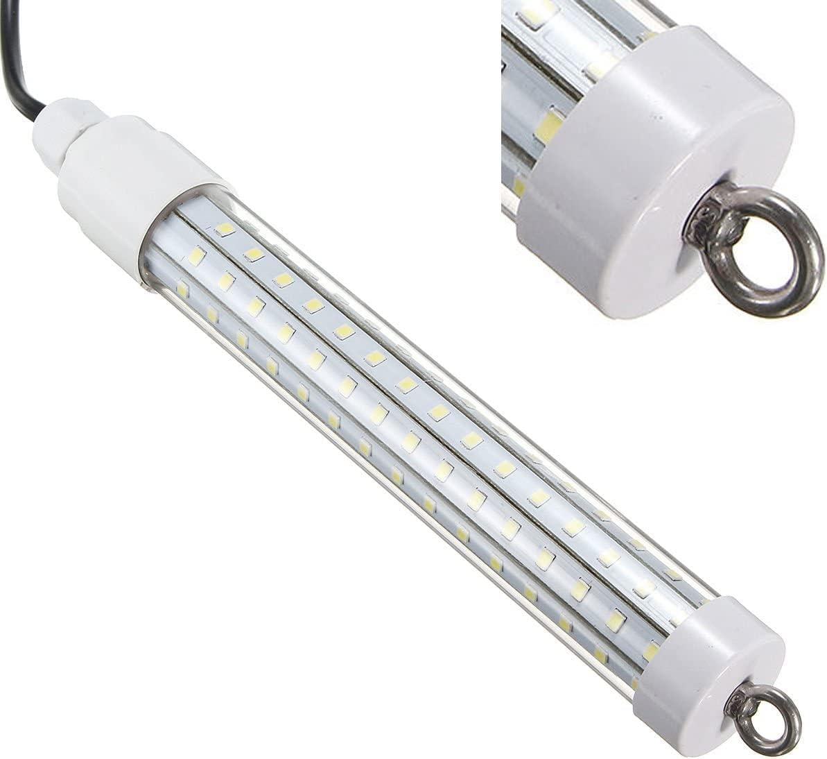 12V 10W LED Underwater Submersilble Fish Light (Cool White) Night Fishing Crappie Shad Squid Boat Kayak Canoe Fishing Bait