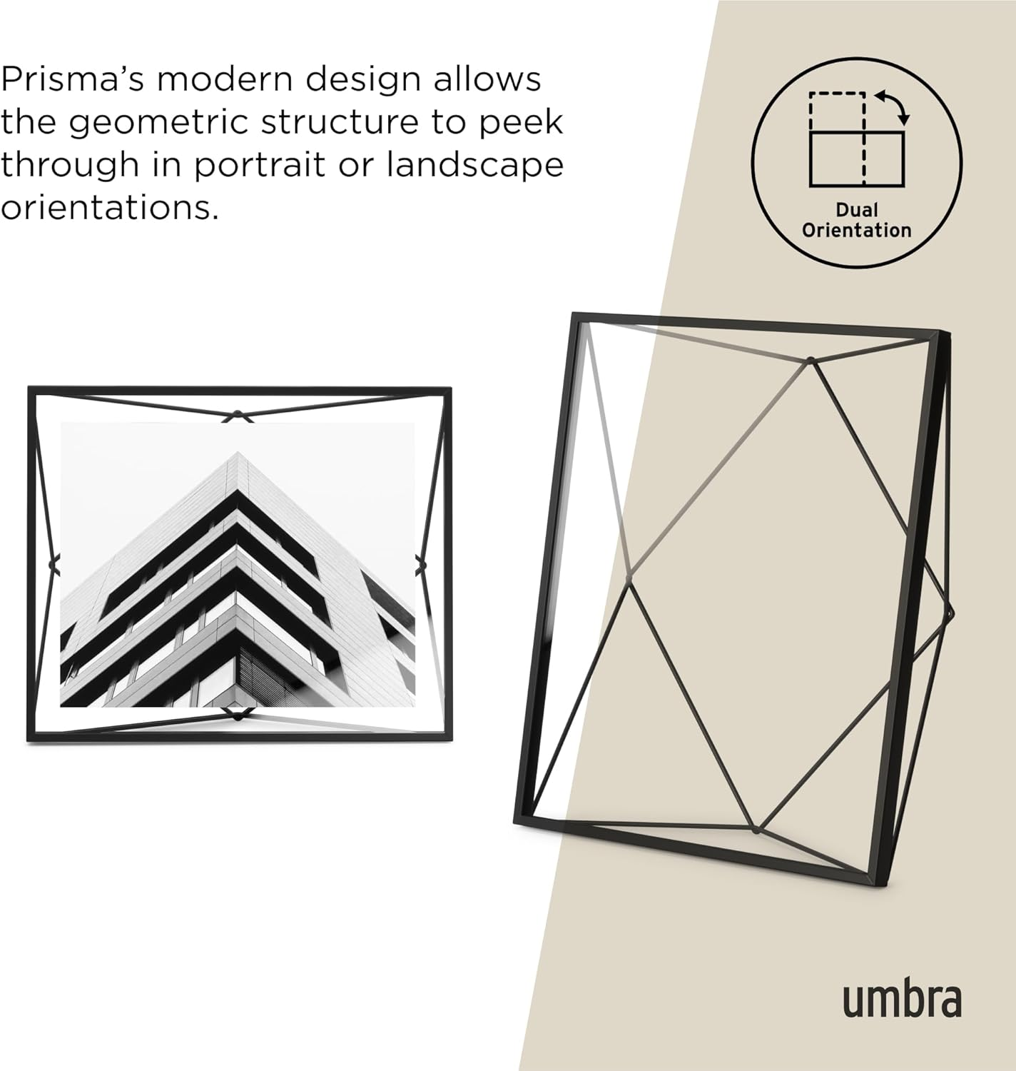 Umbra Prisma Picture Frame, 8X10 Photo Display for Desk or Wall, Black Photo Display image number 6