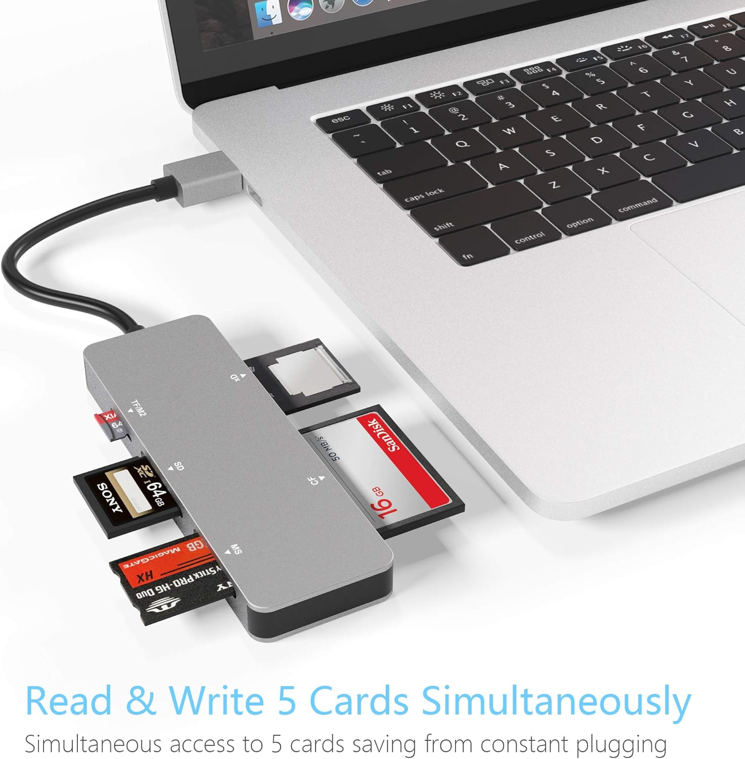 XD Card Reader, USB 3.0 (5Gps) High Speed TF/SD/MS/M2/XD/CF Memory Card Reader for Camera, Aluminum USB 3.0 XD Picture Card Reader image number 4