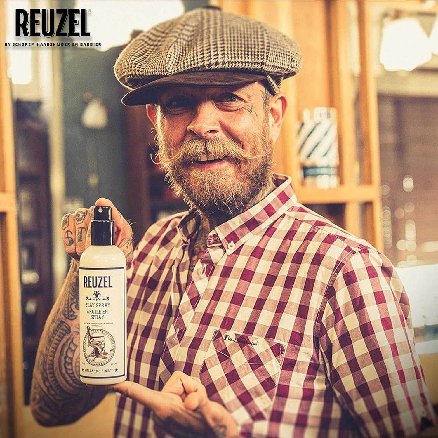 Reuzel Clay Hairspray for Men - Fragrance Free - Helps Control Frizz - Adds Texture and Definition - Helps Achieve Dry, Gritty, Lived-In Look - Flexible Hold - Suitable for All Hair Types - 355 Ml image number 2