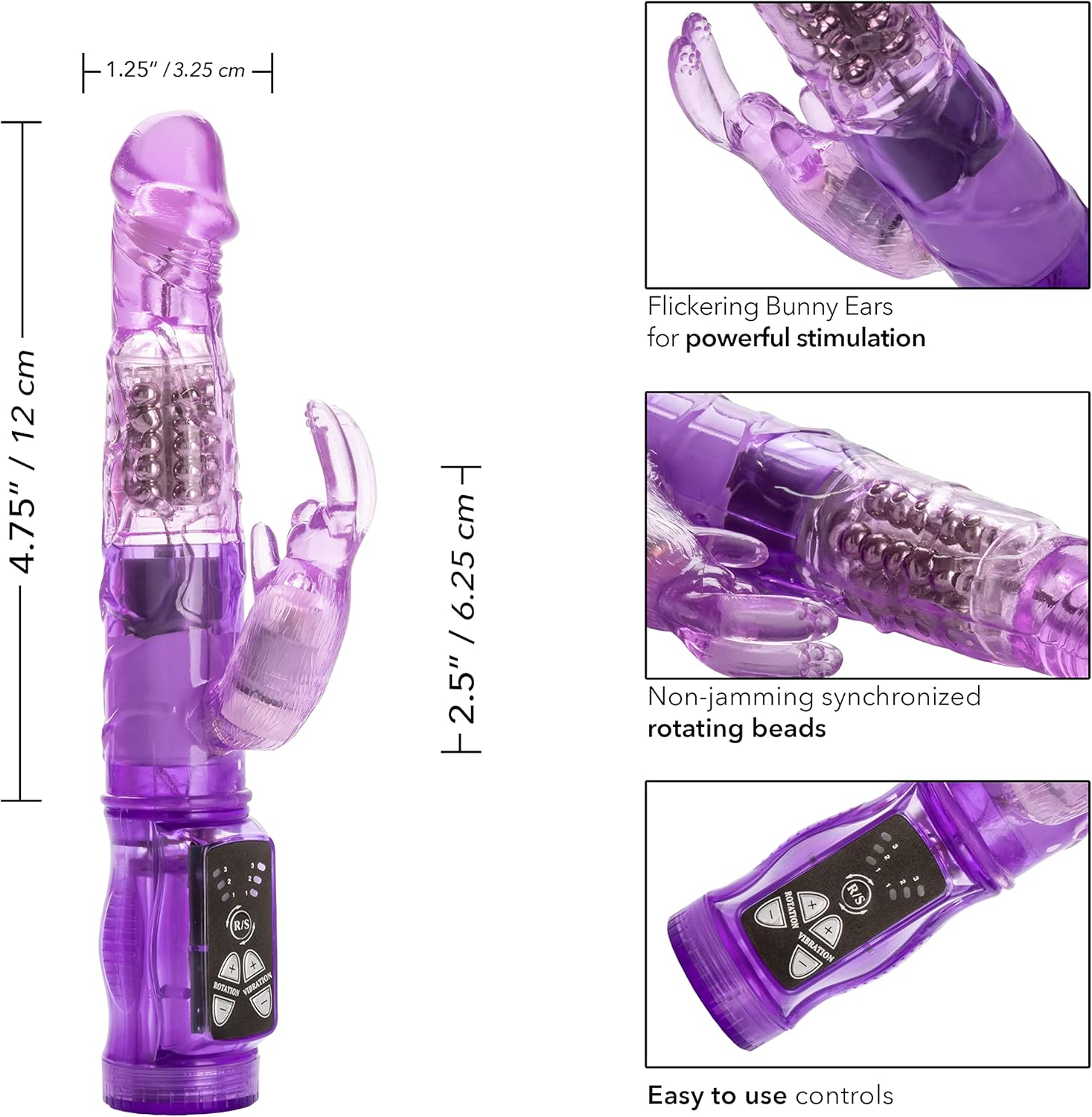California Exotic Novelties Petite Jack Rabbit Vibrator, Purple - Pink image number 2