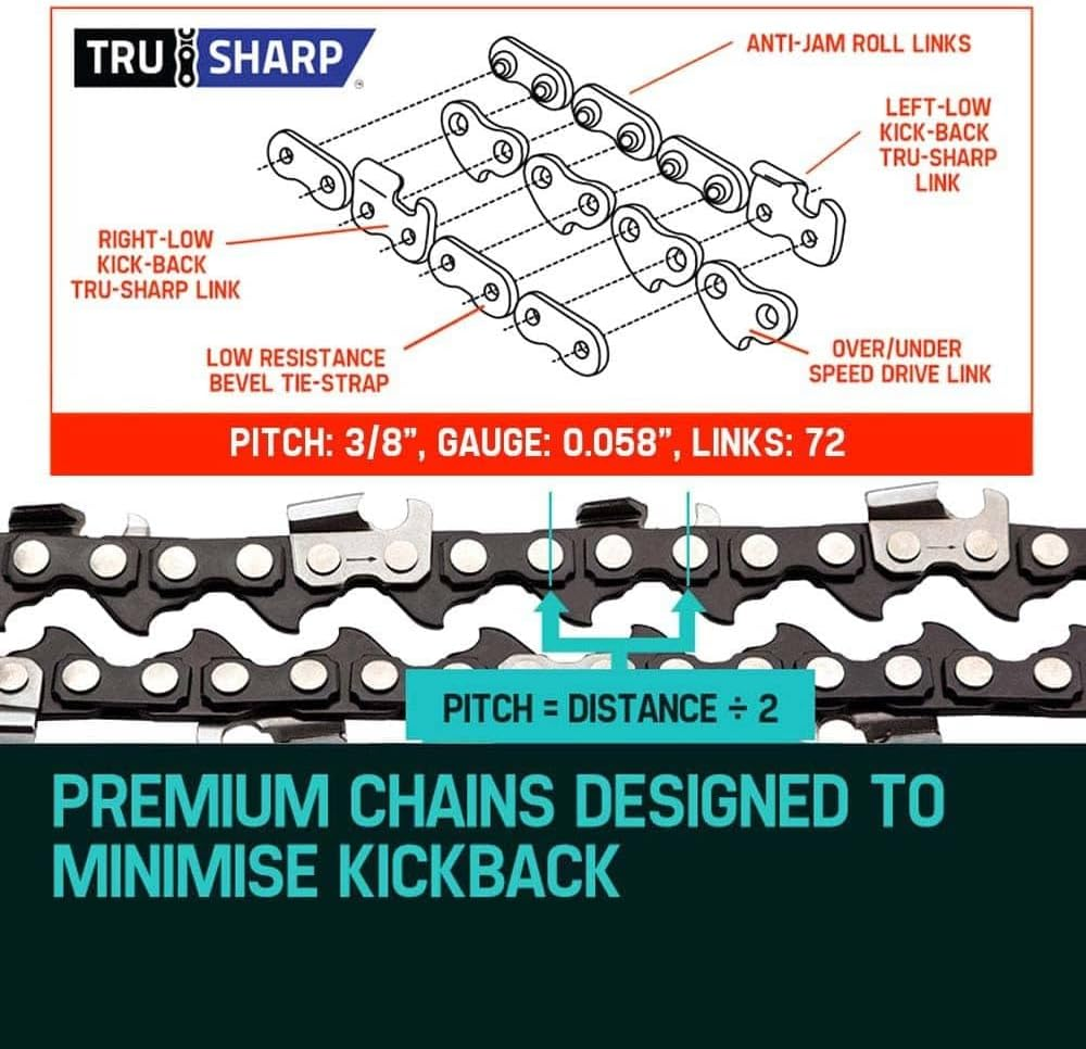 Baumr-Ag Tru-Sharp 0.325 Inch Pitch Chainsaw Chain for 18 Inch Bar Chainsaws, Set of 2 image number 6