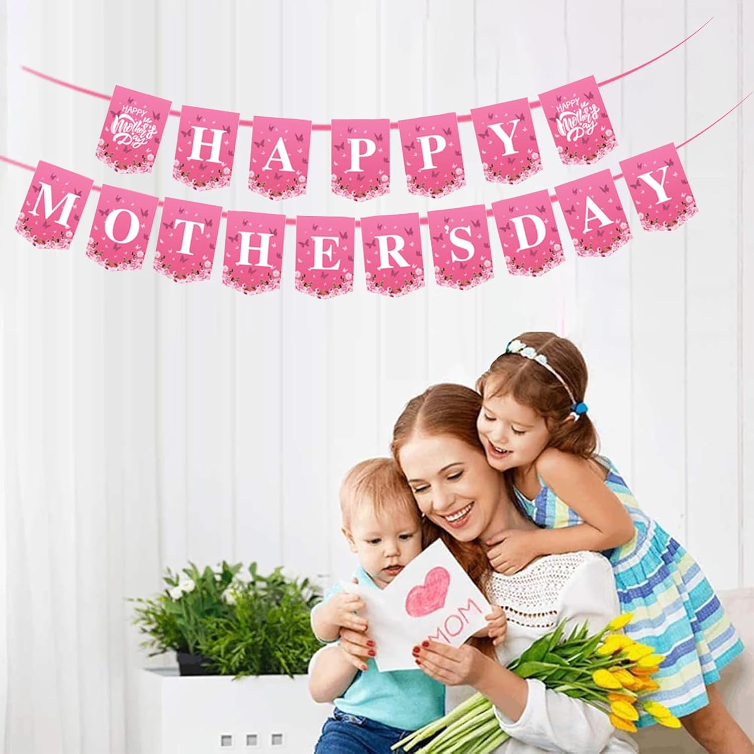 Happy Mother&rsquo;S Day Banner Happy Mom Day Colorful Decorations Home Party Supplies for Door Tree Window Hanging Decor