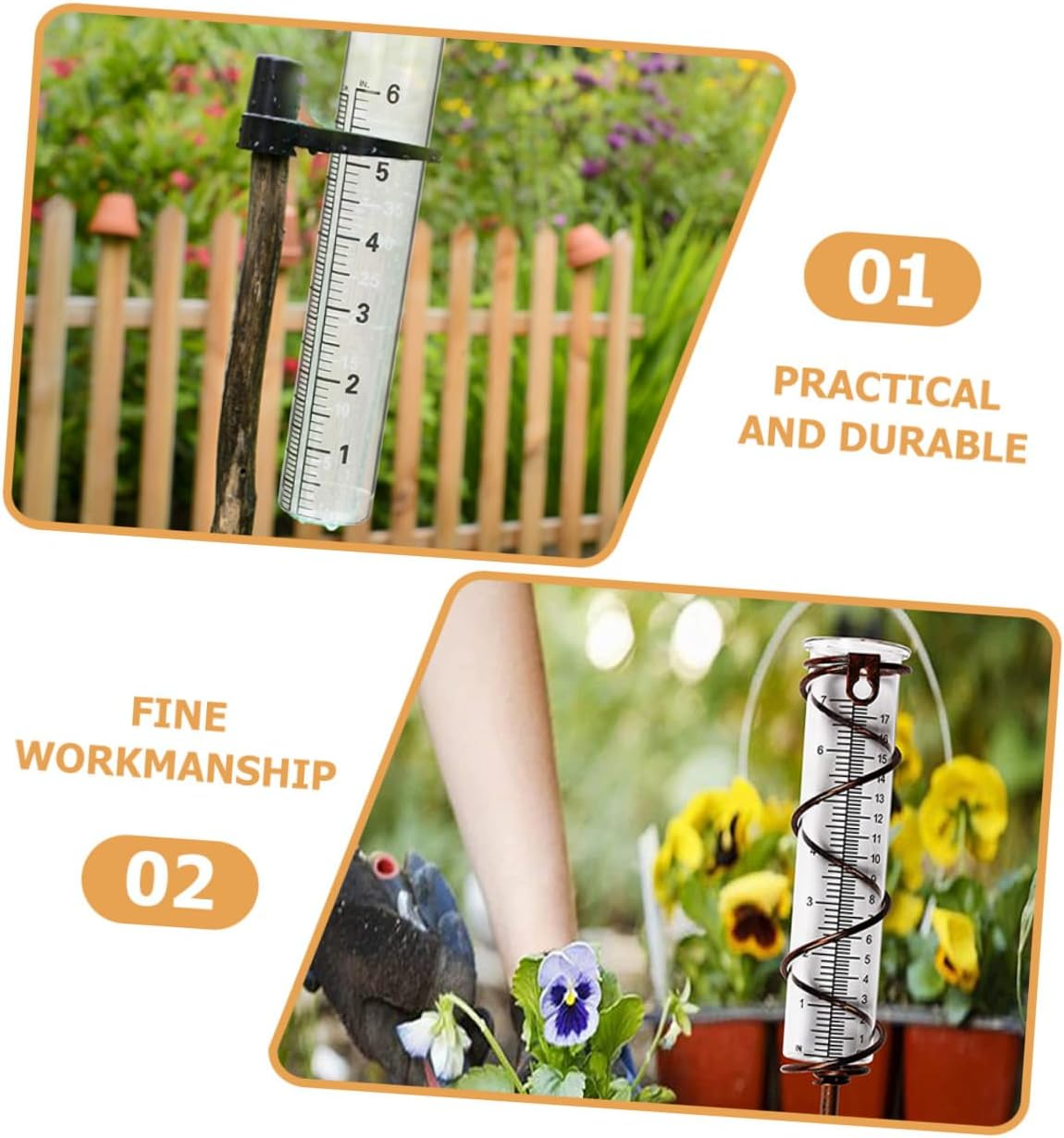 NOLITOY 4Pcs Glass Rain Gauge Tubes Replacement with Accurate Measuring Cylinders for Garden Lawn Outdoor Rainfall Measurement Tool image number 6