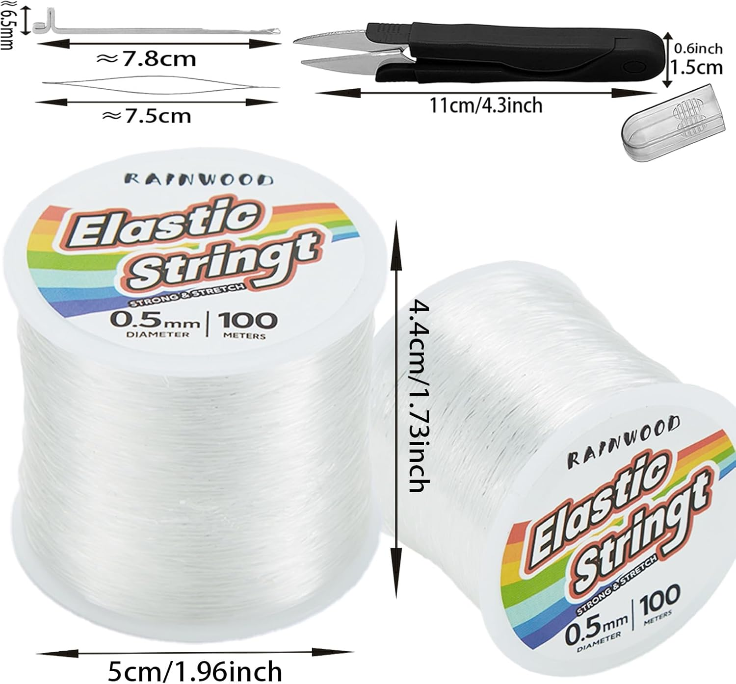 Elastic Bracelet String Cord Kit: 2 Rolls of 200M (0.5Mm) Clear Beaded Stretch Cord with Tools - Perfect for Bracelet Making and DIY Jewelry Projects! image number 3