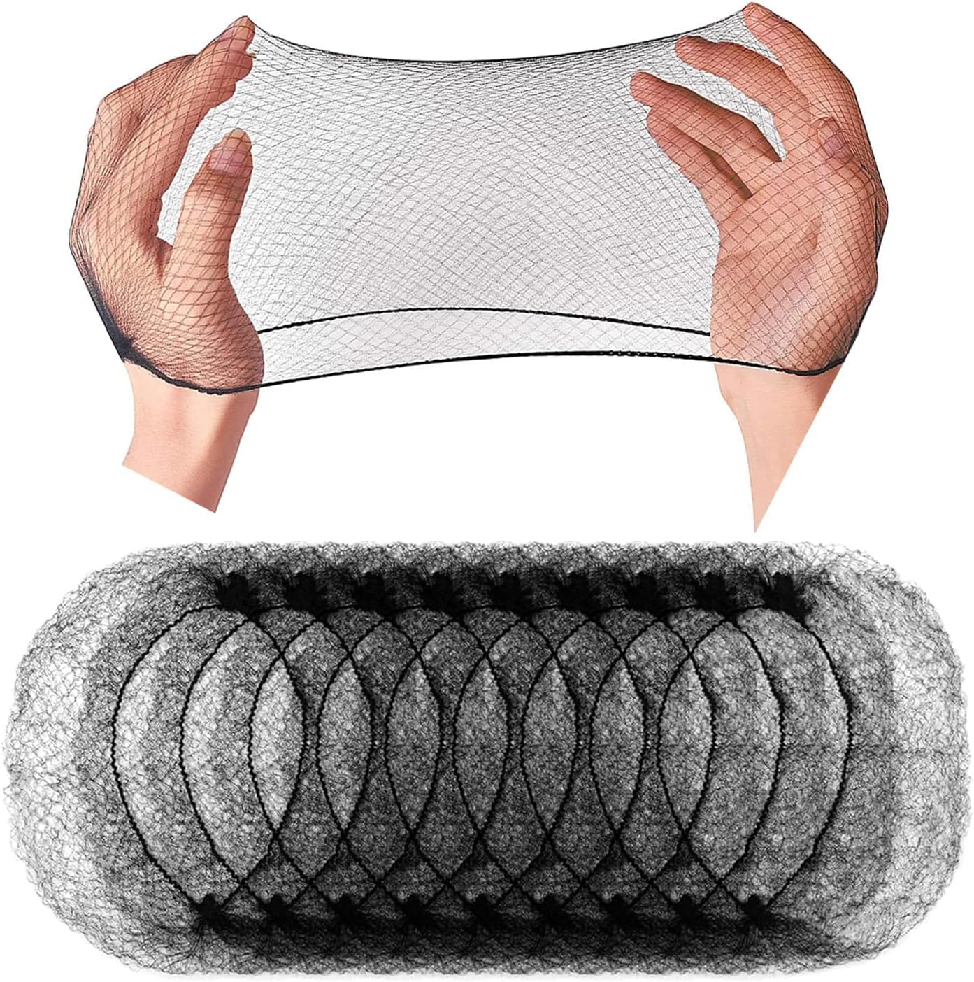 100 Pcs Hair Nets Invisible Elastic Edge Mesh Bun Hair Nets for Ballet Dance Black (100P) image number 5