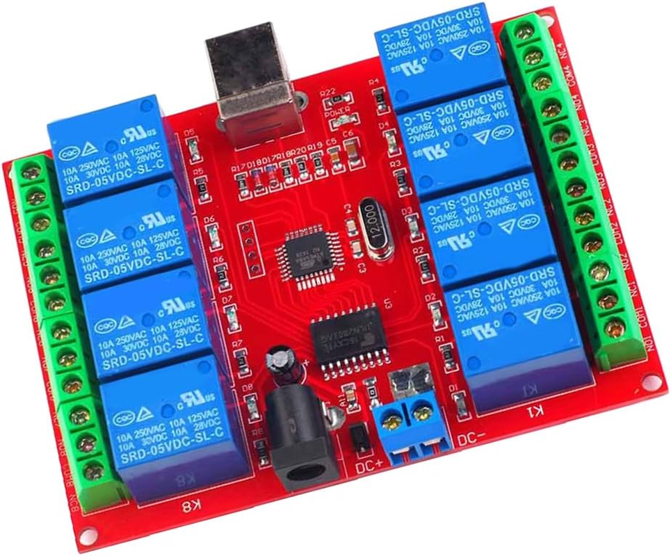HOMYL DC 12V 8-Channel USB Relay Board Module PC Computer Control for Home Automation