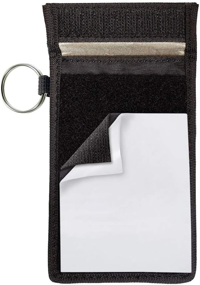 Lucky Line RFID Signal Blocking Key Hider Pouch Wallet with Adhesive & Velcro, Anti-Theft Storage Key FOB Battery Saver Credit Card Identity Protection (91801)