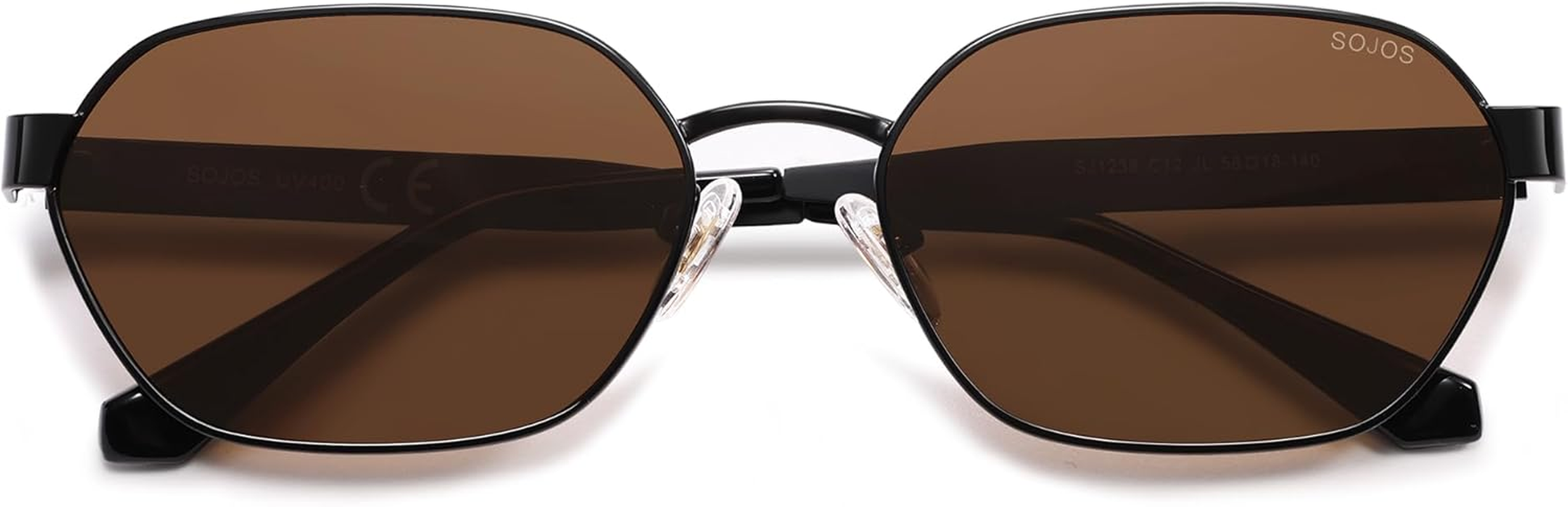 SOJOS Trendy Polarized Hexagon Sunglasses for Women Men, UV400 Retro Rectangle Shades SJ1238