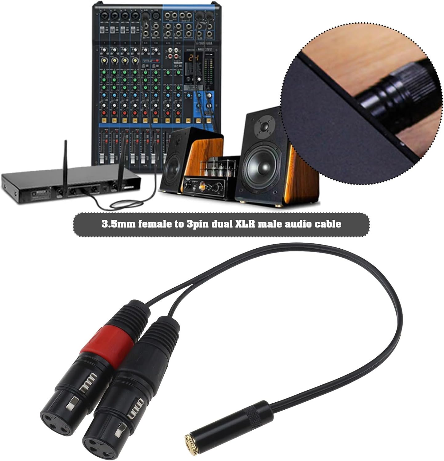 VGOL 3.5Mm 1/8 Inch Female to Dual XLR Male Microphone Cable Balanced 3.5Mm to 3Pin Dual XLR Male Stereo Short Cord for Computers/Mp3/Dvd/Tv/Radios 33.5Cm image number 6