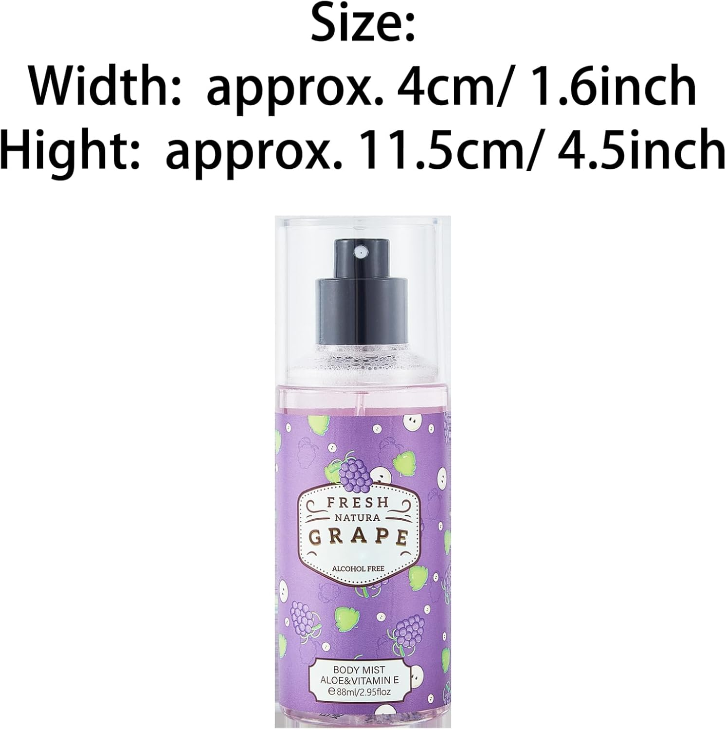 Tiaobug Grape Hami Melon Body Mist 88Ml Alcohol Free Perfume Spray for Women Men Long Lasting Fragrance Daily Use Fresh Fruity Scent Fresh Grape One Size