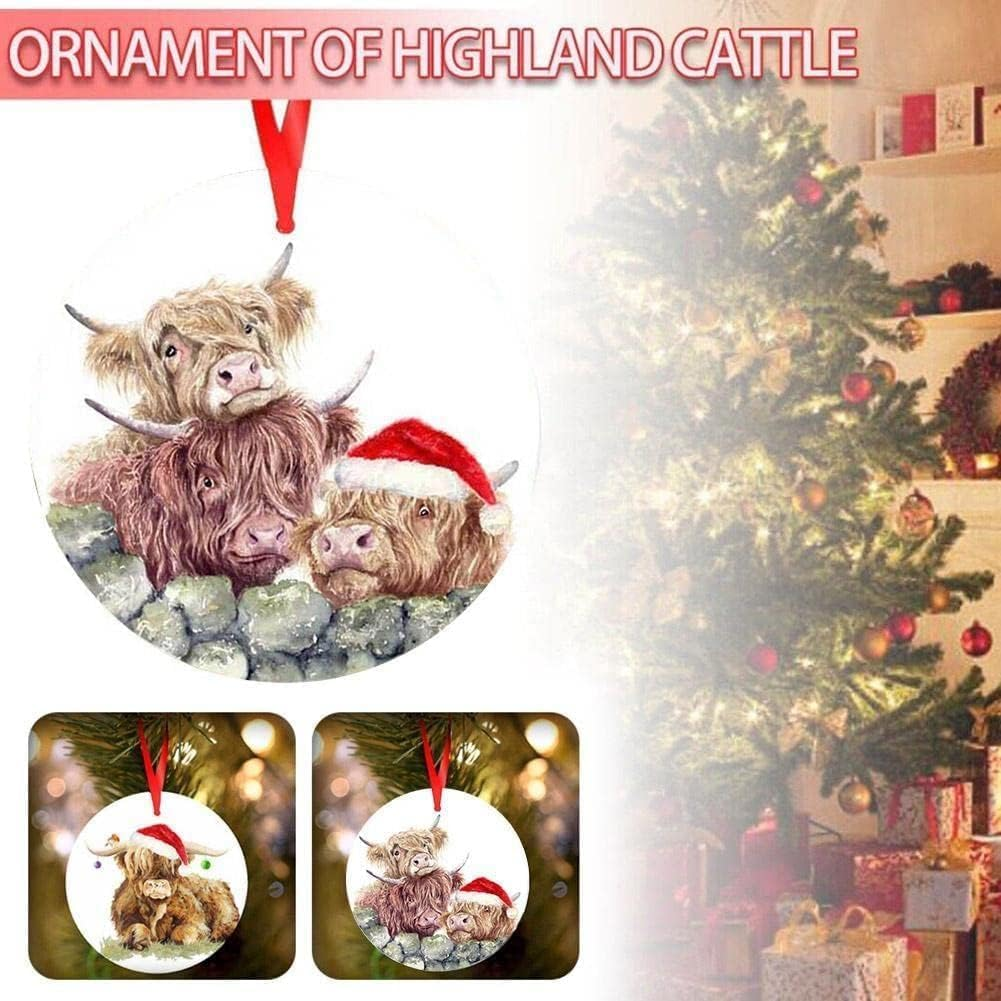 Funny and Creative Christmas Highland Cow Acrylic Pendant Decoration Ornament Xmas Christmas Z3Z9 Tree image number 6