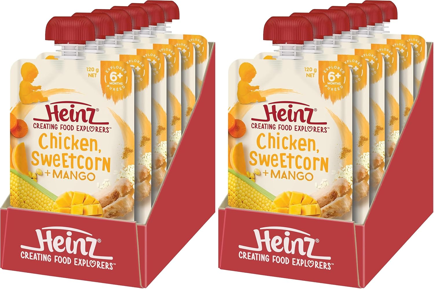 Heinz 6+ Months Chicken, Sweetcorn and Mango Heinz for Baby Baby Food Pouch No Artificial Flavours, No Preservatives, No Added Colours 120G (Pack of 6) image number 6