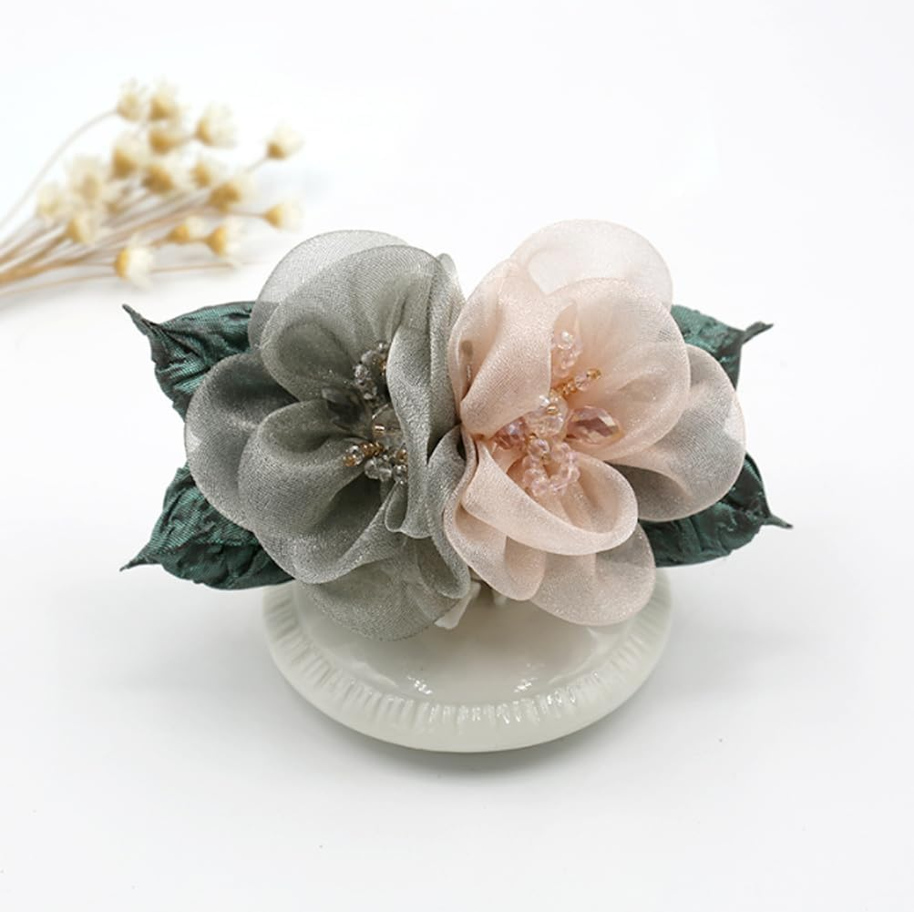 Two-Way Flower Hair Snood Net Barrette Hair Clip Hair Bun Cover Barrettes Hair Clip Hairnet for Women image number 3