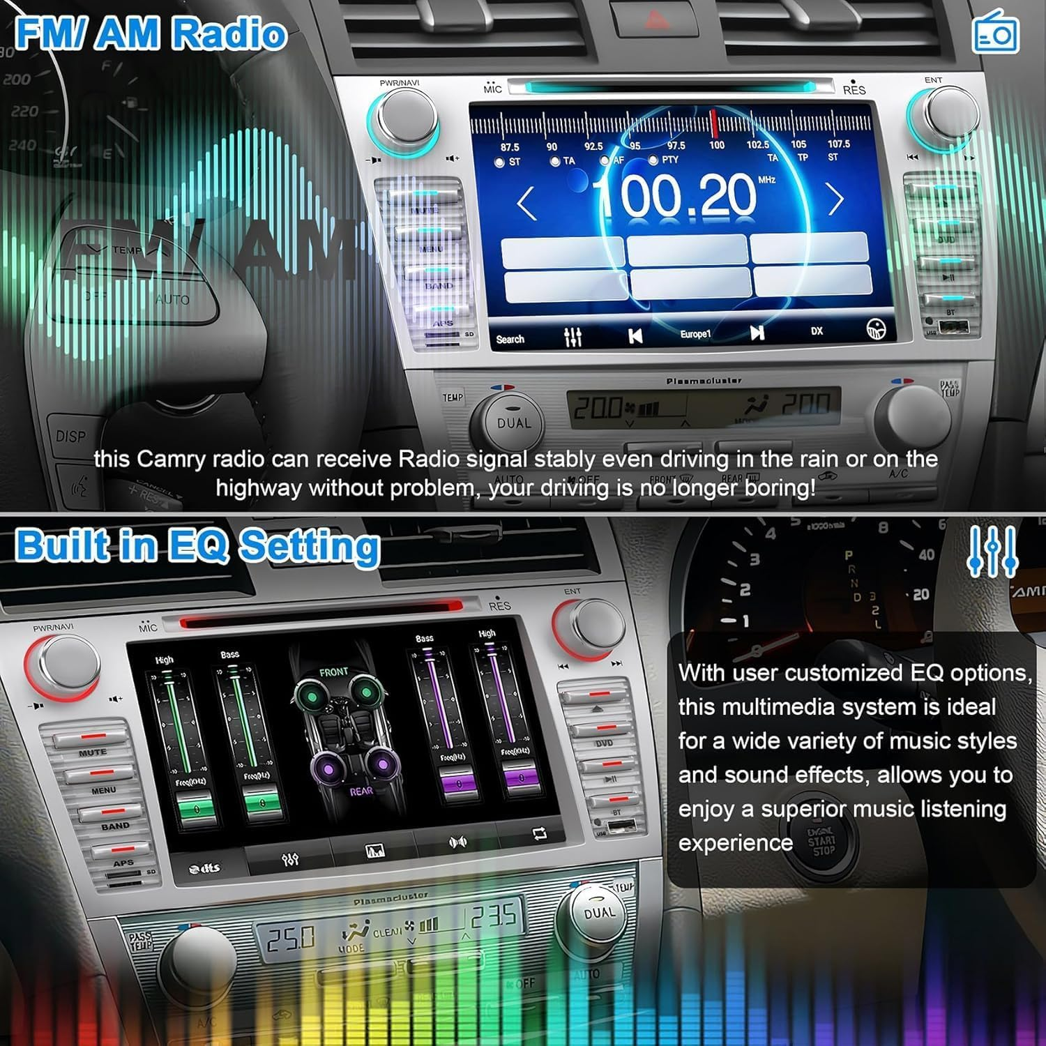 Car Radio for Toyota Camry 2006 2007 2008 2009 2010 2011, 8-Inch Touch Screen Car Stereo Support Cd/Dvd,Carplay&Android Auto, Bluetooth5.2&Voice Control, Backup Camera& SWC,AM/FM Car Radio Receiver image number 3