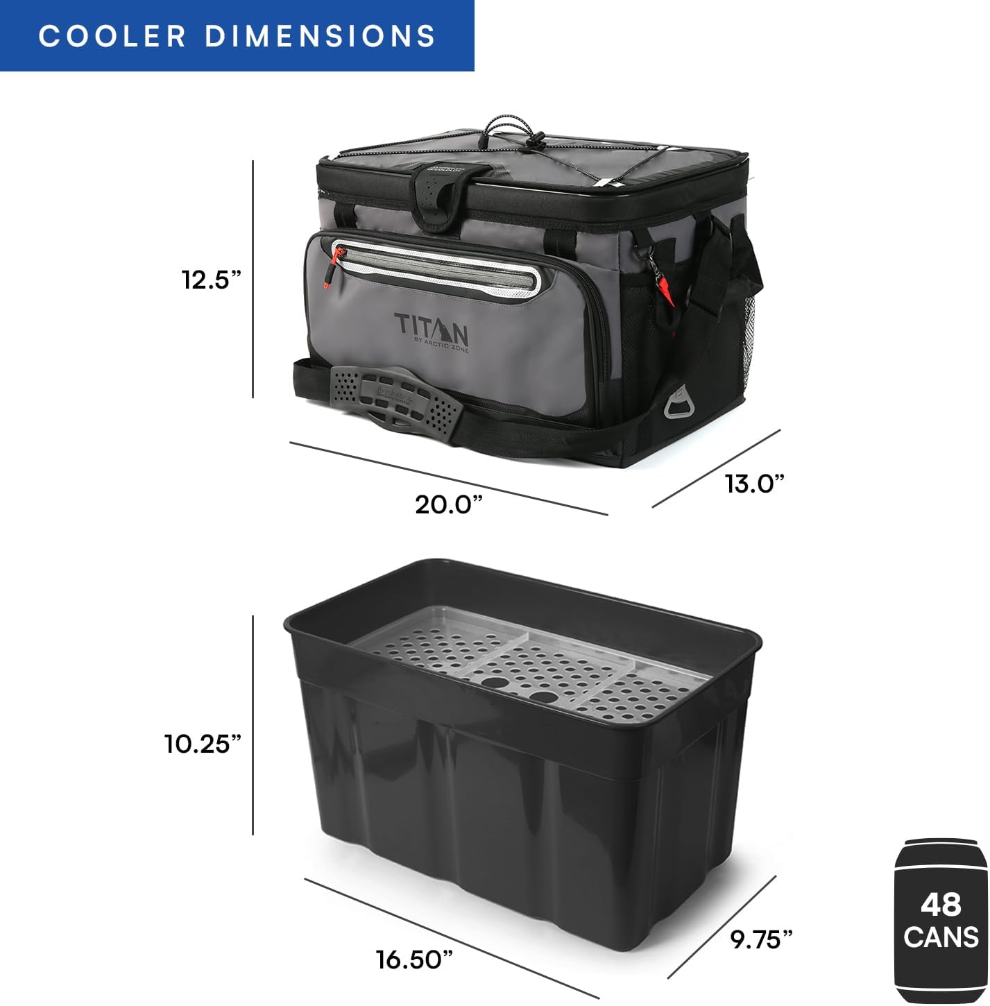 Arctic Zone Titan Deep Freeze Zipperless Hardbody Coolers - Sizes: 9, 16, 30 and 48 Can - Colors: Navy, Moss, Process Blue, Pine, Citrus, Gray, Blue Lagoon image number 4