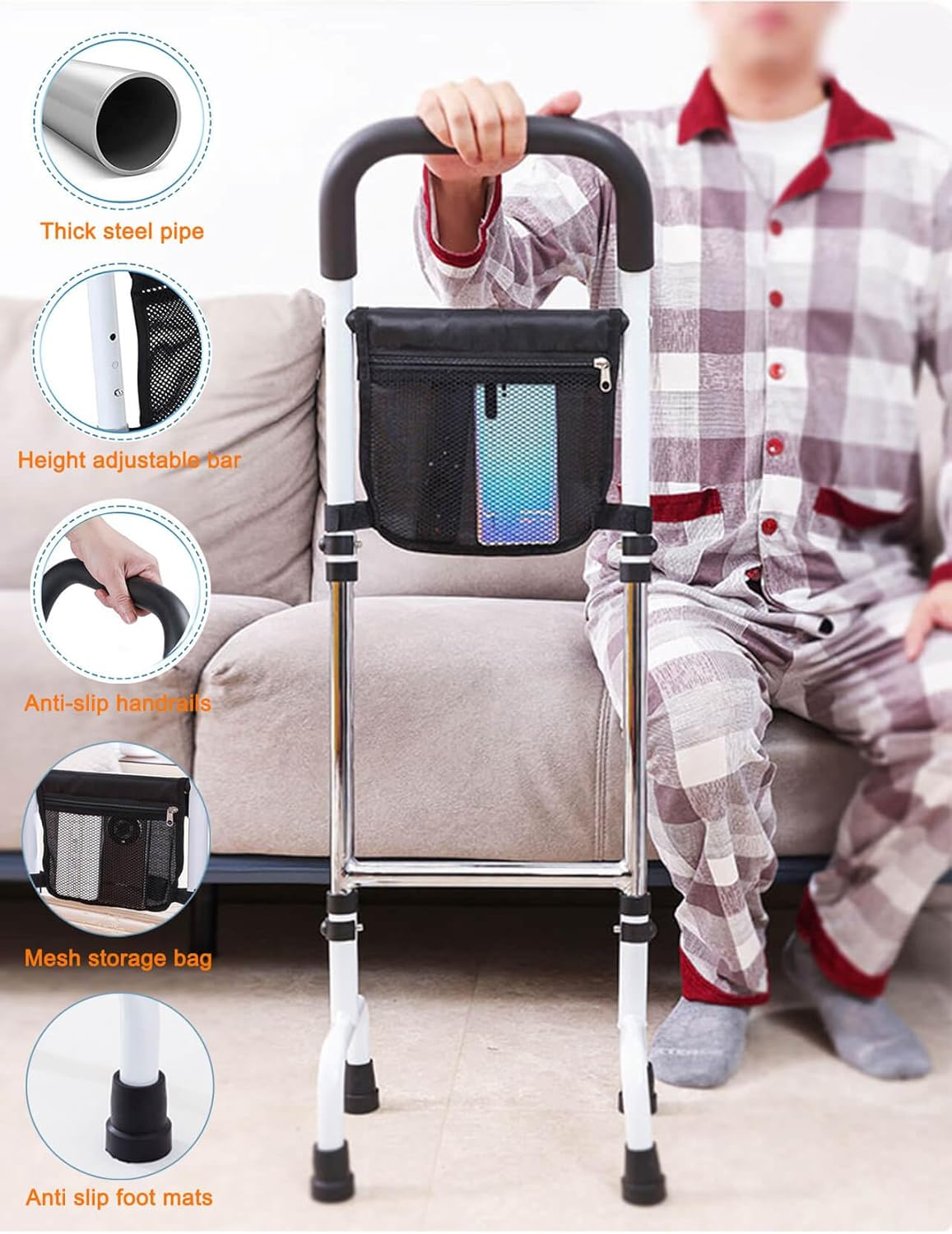 Standing Aid for Seniors Patients, Assistance Handle for Pregnant with Limited Mobility, Standing Aid Rail for Walking, up and down the Stairs, Stand Assist Rail for Couch Chair Bedside Toilet image number 1