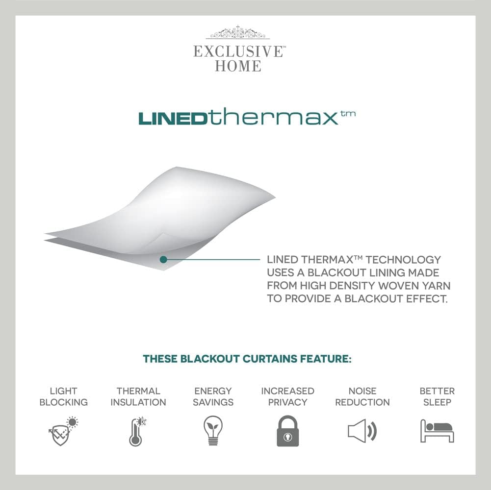 Exclusive Home Crescendo Lined Room Darkening Blackout Hidden Tab Curtain Panel Pair, 52"X84", Black, Set of 2