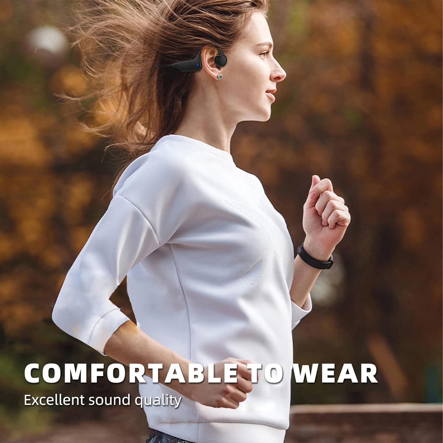 MFJUNS Bone Conduction Headphones, Wireless Bluetooth V5.0 Bone Conduction Headphones with Microphone Bluetooth Sport Headphones for Running, Cycling, Driving, Gym image number 4