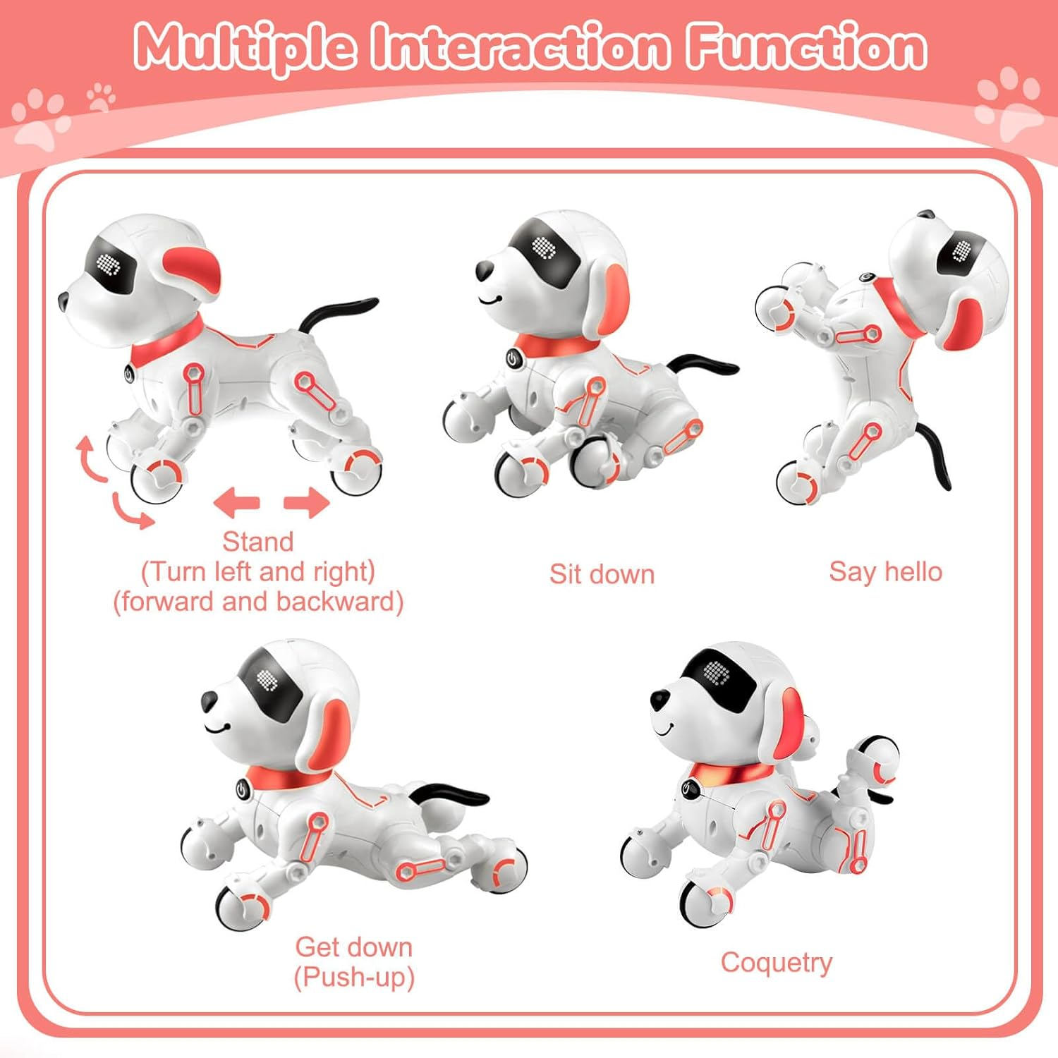 Robot Dog Toys for Kids 8 9 10 11 12, Remote Control Dogs, Robot Dog for Kids 8-12, Pet Robotic, Electric Dog Toy, Robotic Dogs, Toys for 5 6 7 8 9 10 11 12 Years Old Boys Girls, Pink, Y878 image number 6