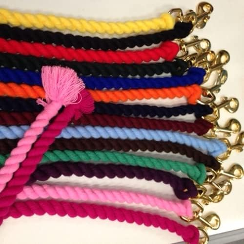 Horse/Pony Cotton Lead Rope with Brass Clip 1.8M (Black) image number 2