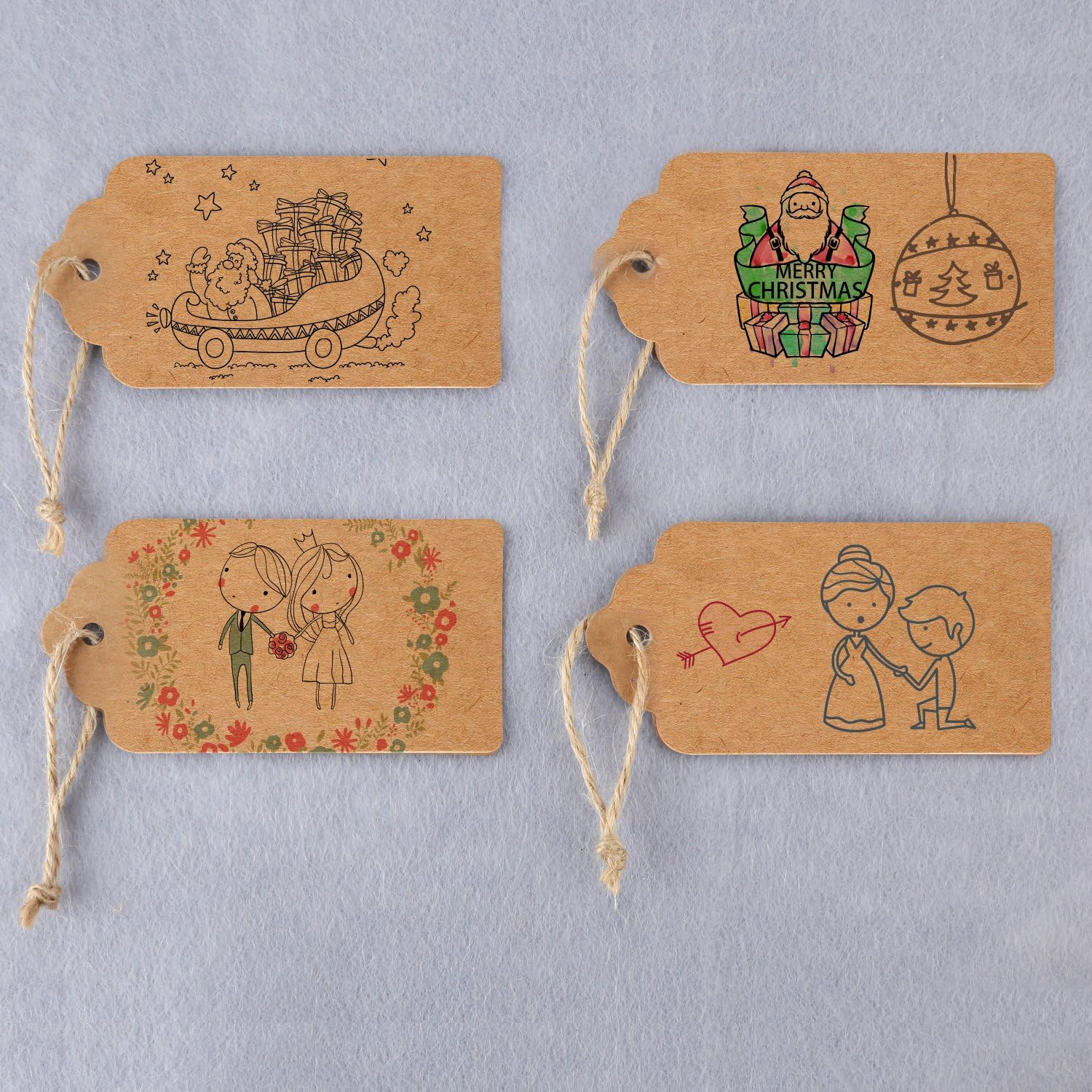 120 PCS Kraft Paper Gift Tags Wedding Brown Rectangle Craft Hang Tags with Free 30M Natural Jute Twine image number 6