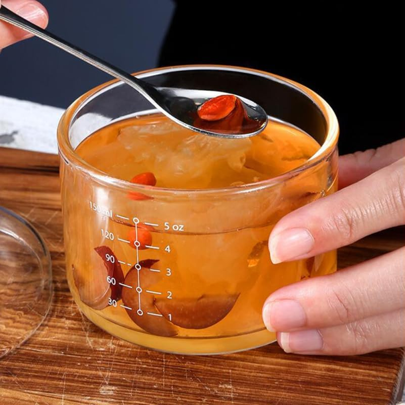 Housoutil 3PCS Glass Stovetop Pot with Lid, Glass Small Saucepan, Clear Steaming Bowl Safe for Pasta Noodle, Milk, Baby Food image number 3