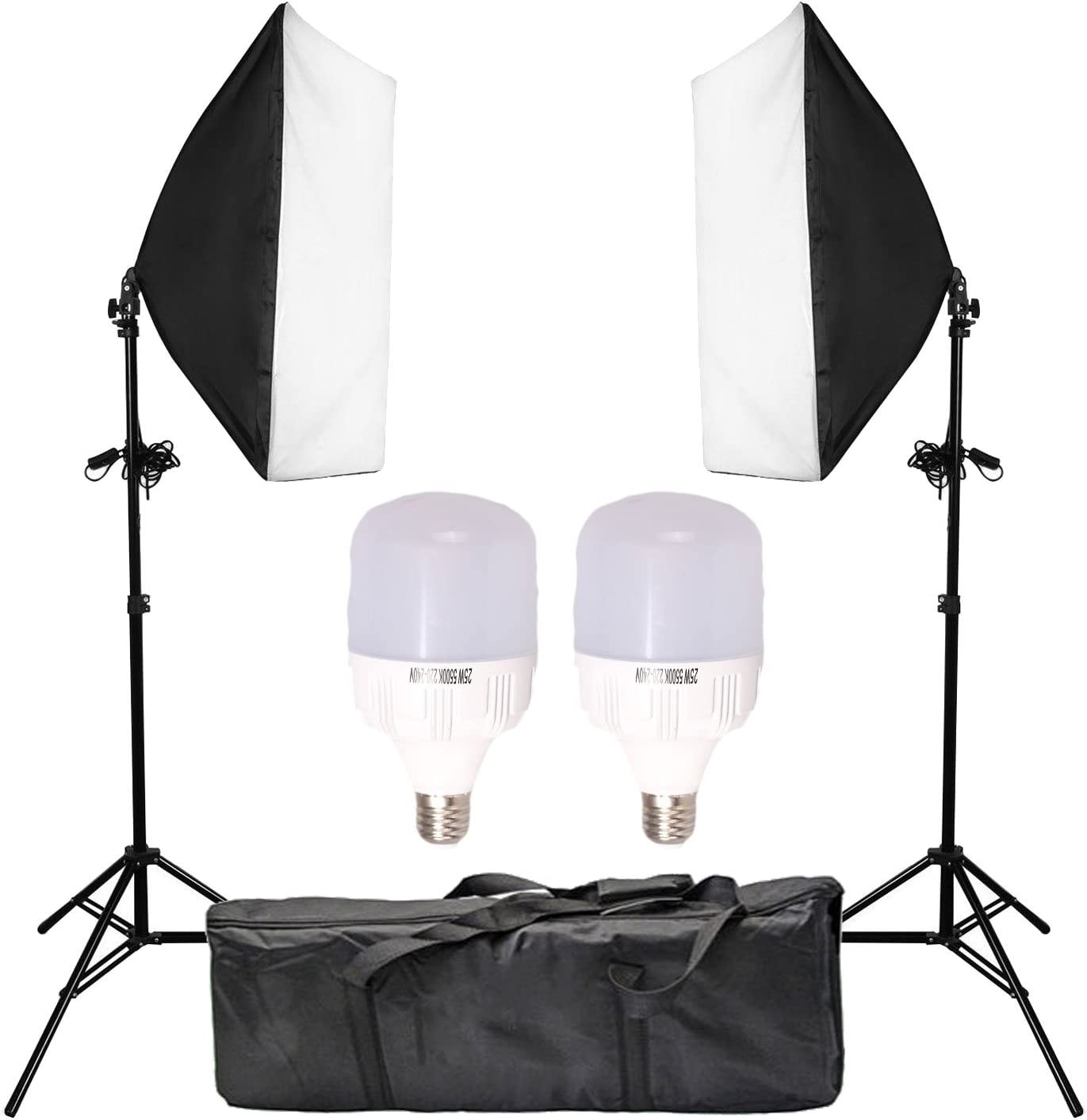 Softbox Lighting Kit, 20"X28"/50X70Cm Soft Box Continuous Lighting Kit E27 Socket Bulbs Professional Photography Continuous Light Studio Equipment for Portrait Product Fashion Shooting image number 2