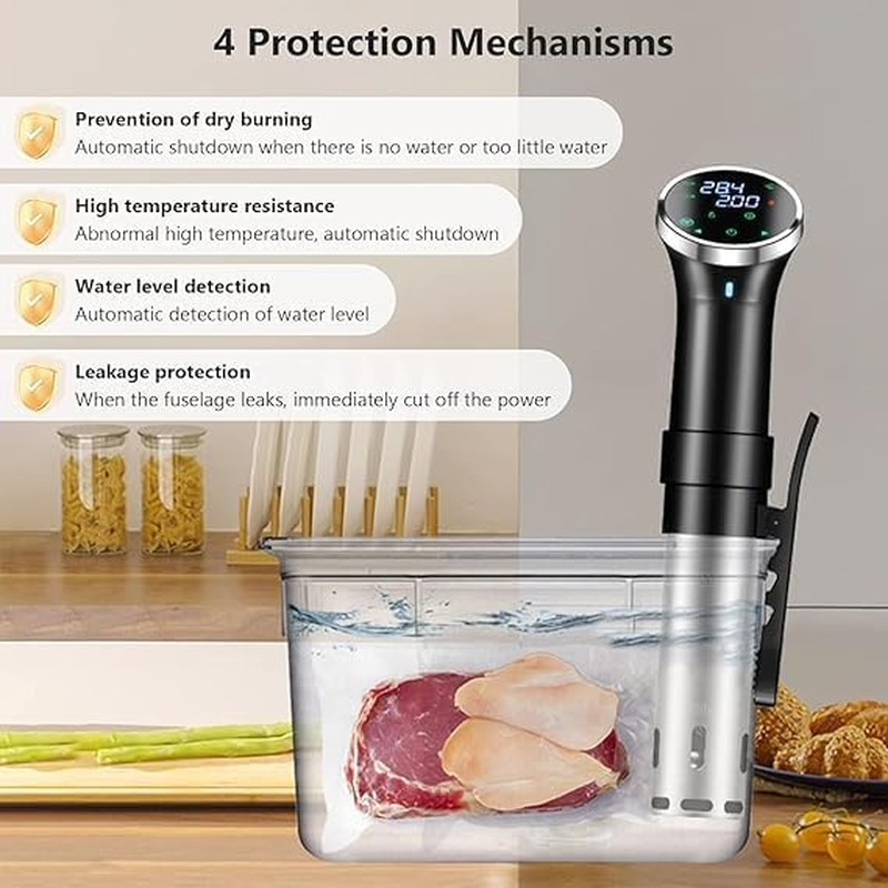 Vacuum Cooker Large Touch Screen 1100 Watt Precision Cooker, Immersion Thermostats, Vacuum Stick Precision Cooker (Wifi) with APP Function image number 4