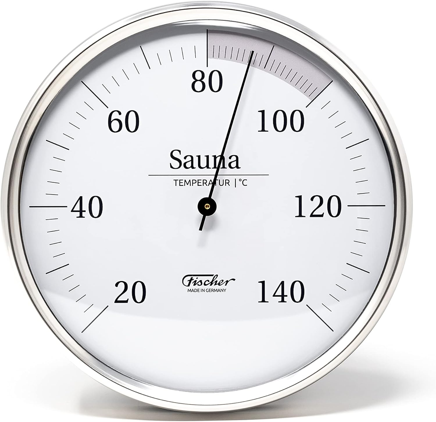 Fischer 197.01 Sauna Thermometer 130 Mm Sauna Bimetal Thermometer Stainless Steel Made in Germany image number 3