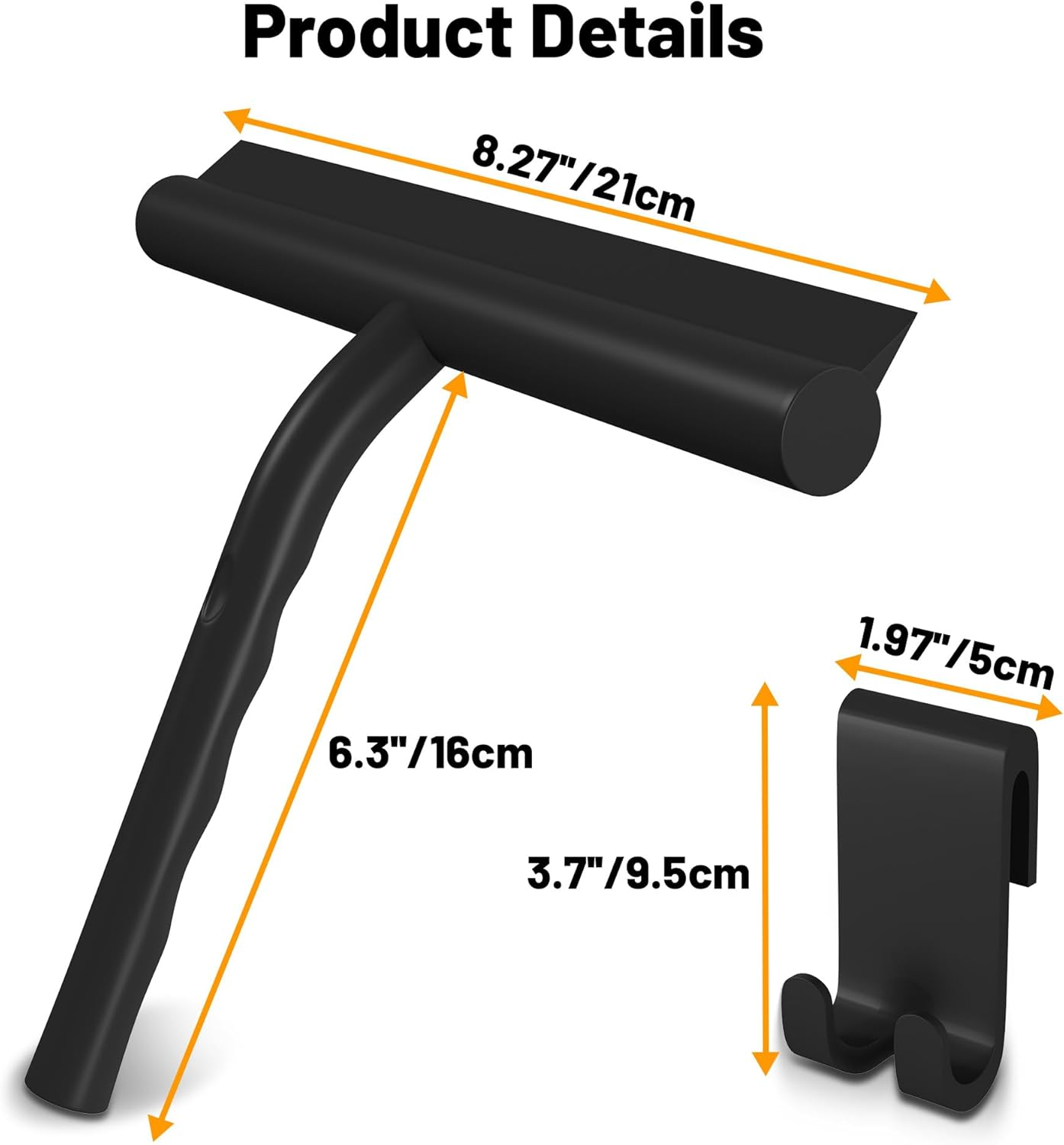 3 PCS Silicone Shower Squeegee with Hanger Window Squeege Glass Cleaner.Widow Wiper for Bathroom Kitchen Car Door Cleaning Tool Accessories(White Gray Black) image number 4