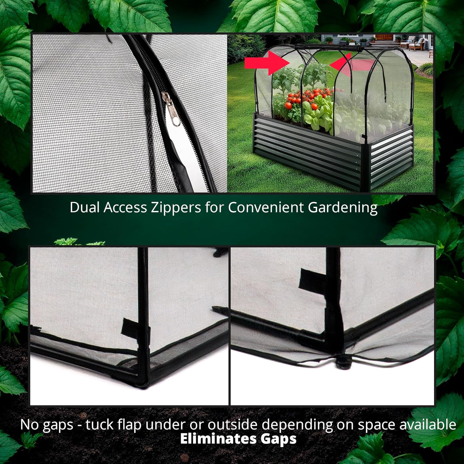 Raised Garden Bed Cover for 180Cm X 90Cm or Larger Bed - Premium Black Fibreglass Mesh Netting with Steel Frame for Natural Pest Protection - Dual Zipper Access Mini Greenhouse - Crop Cage