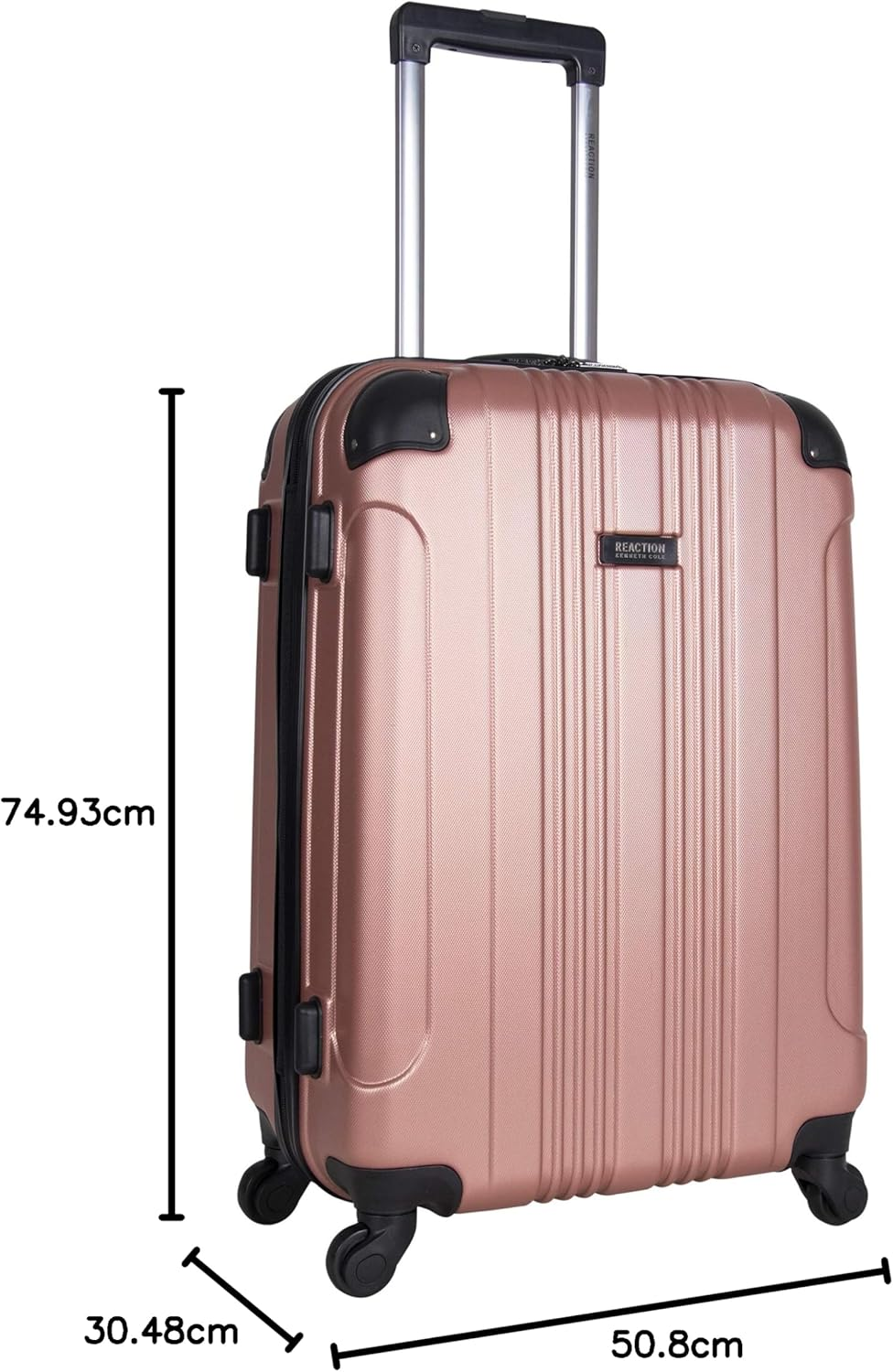Kenneth Cole REACTION Out of Bounds Lightweight Hardshell 4-Wheel Spinner Luggage, Rose Gold, 3-Piece Set (20", 24", & 28"), Out of Bounds - Rose Gold image number 4