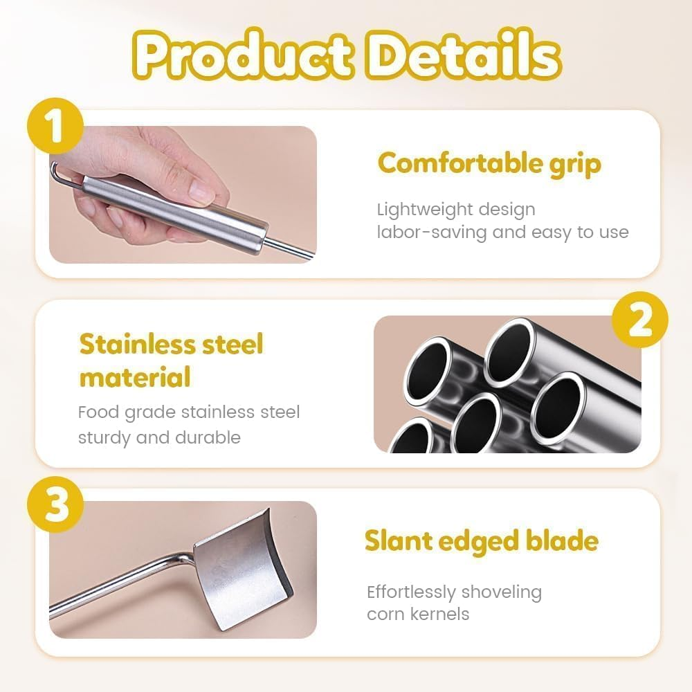 Easy-To-Clean Corn Cob Peeler, Special Peeler for Corn Cobs, Long-Handle Stainless Steel Corn Stripping Tool with Ergonomic Design for Home Kitchen Gadgets image number 2