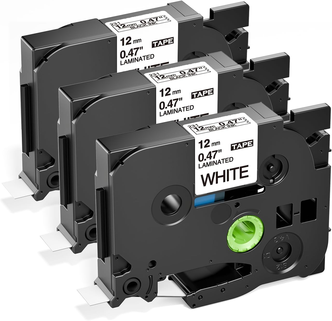 Label KINGDOM 3-Pack Replace P Touch Label Tape Compatible Brother P-Touch Standard Laminated, Black on White, 0.47 Inch (12Mm) X 26.2 Feet (8M), TZ231 Tze231 image number 3